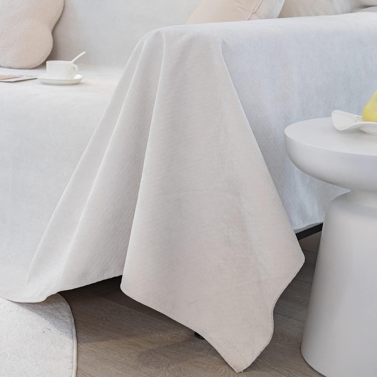 STACYPIK Waterproof Ivory White Sofa Covers Couch Cover for Pets, Anti-Cat Scratch Furniture Protector or 2 Cushion Couch, Washable Jacquard Recliner Loveseat Sofa Slipcover for Pets, Kids-71X102IN