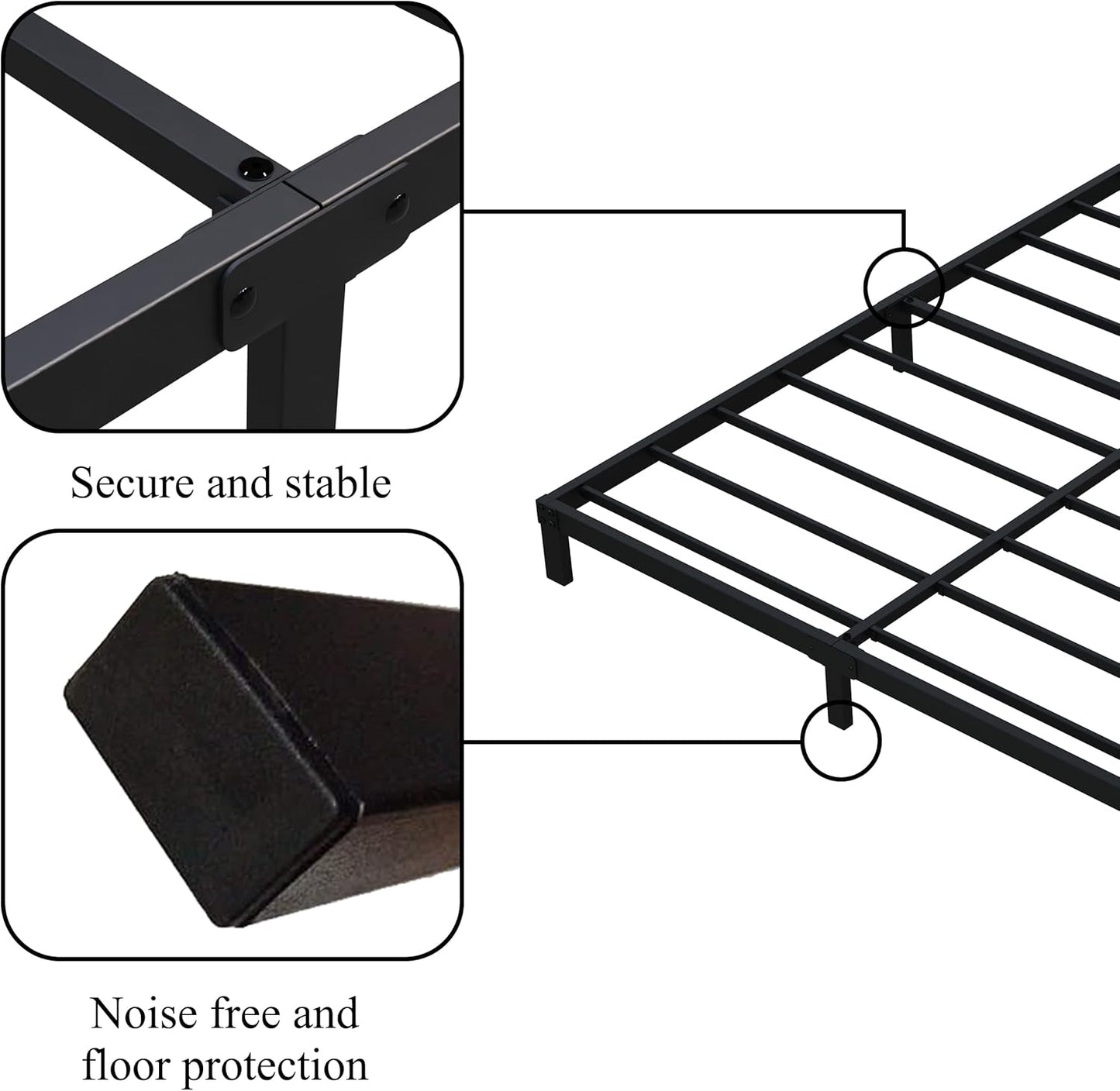 7 Inch Full Bed Frame No Box Spring Need, Low Profile Metal Platform Full Size Bed Frame, Heavy Duty Support Bedframes Full, Easy Assembly