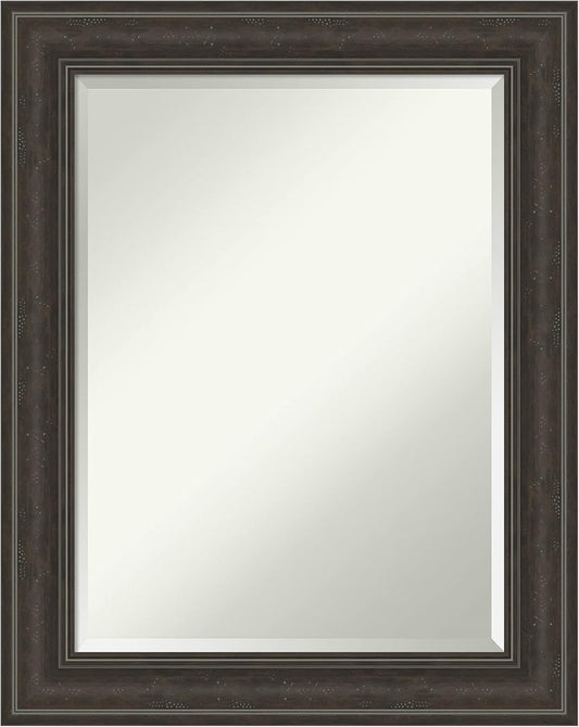 Amanti Art Brown Bathroom Mirror for Over Sink, 30x24 Shipwreck Greywash Rectangle Vanity Mirror, Medium Traditional Frame, Hangs Horizonally and Vertically, Bathroom Wall Decor, Beveled Edge