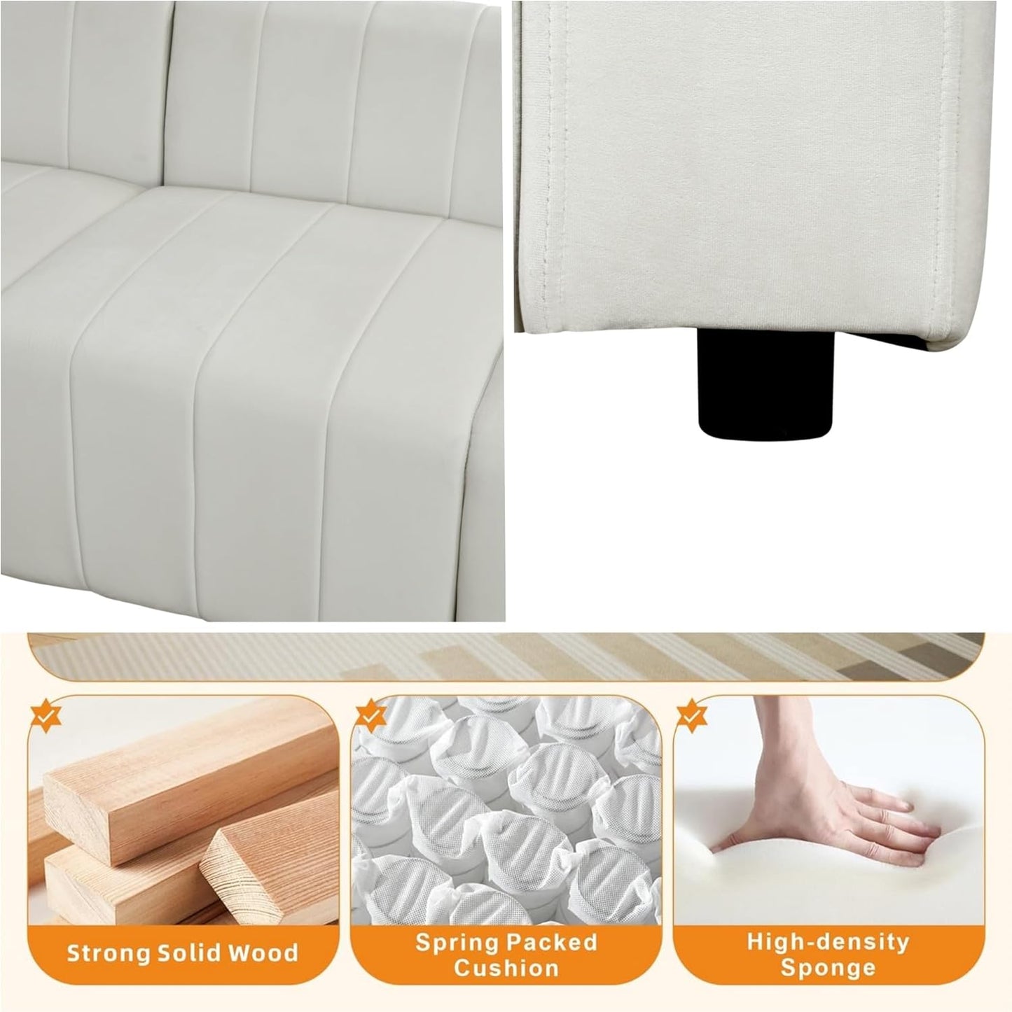 Loveseat Sofa, 67″ Comfy Cloud Couch with Deep Seats, Modern Small Sectional Couches for Living Room, Bedroom, Small Space, White