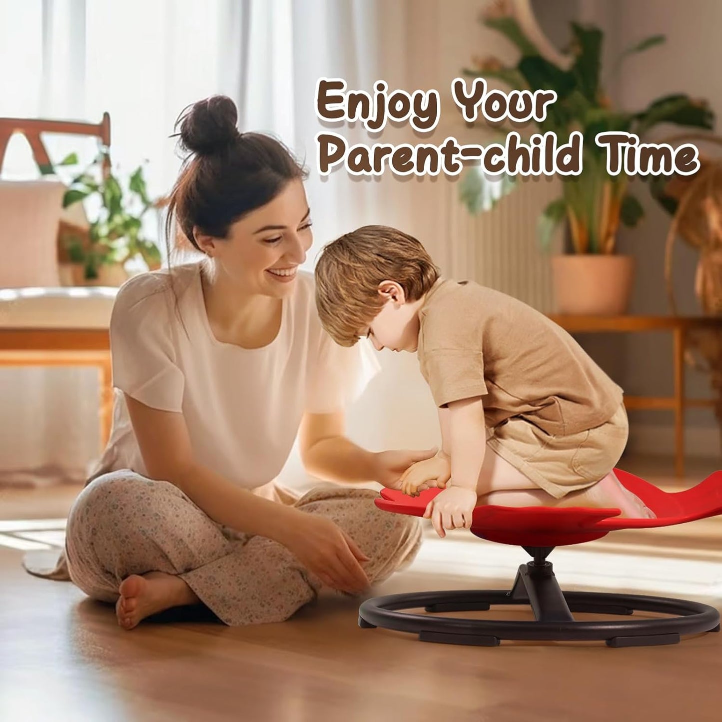 Autism Sensory Spinning Swivel Chair for Autistic Kids, 360° Spin Seat Toy for Children with Autism & ADHD, Sit and Spin Sensory Chair for Balance and Motion Training, Sensory Toys for Kids (Red)