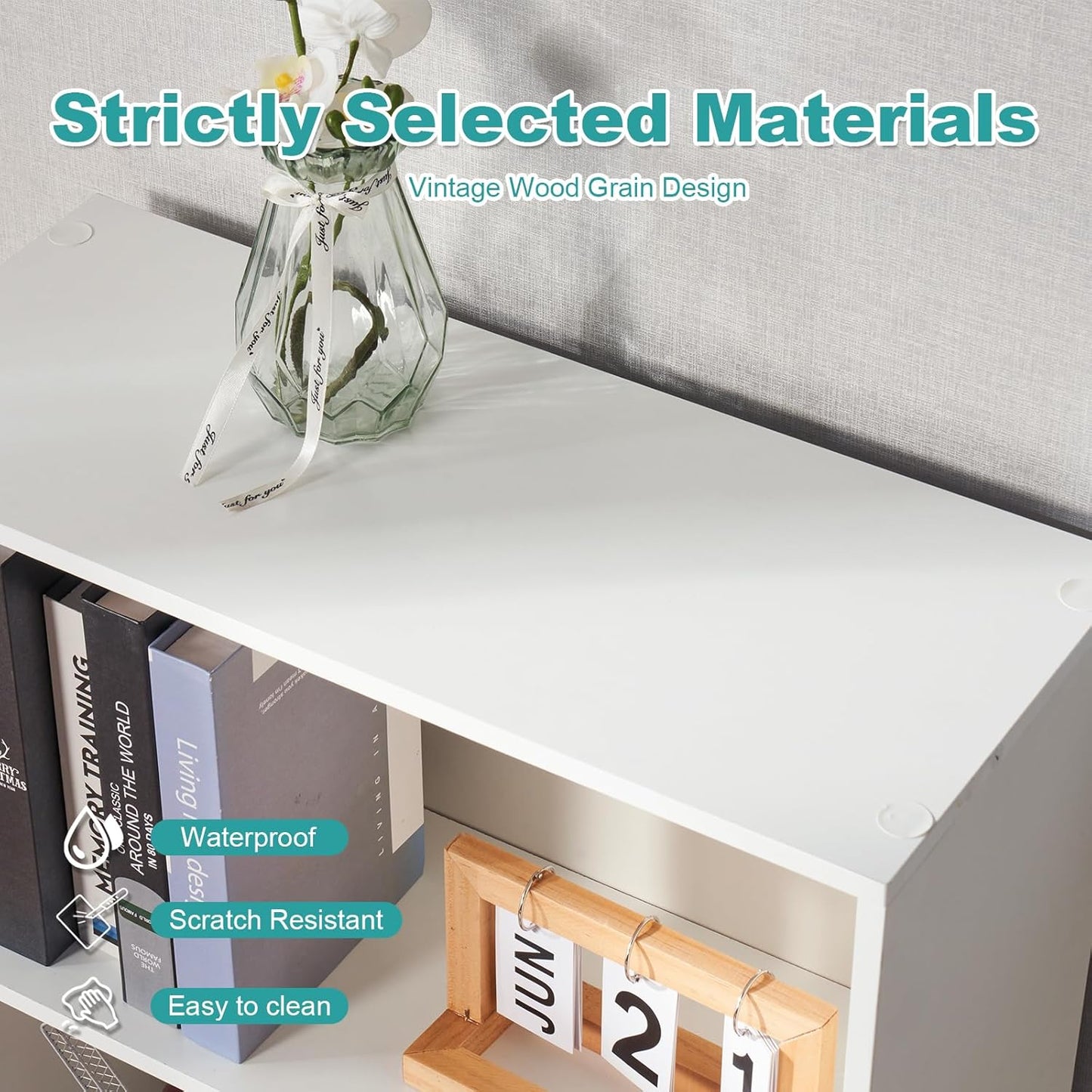 6-Tier Book Shelf, Floor Standing Open Bookcase, Wooden Display Storage Shelves with Anti-Tipping Device, 71" Tall Bookshelf for Bedroom, Living Room and Office, White