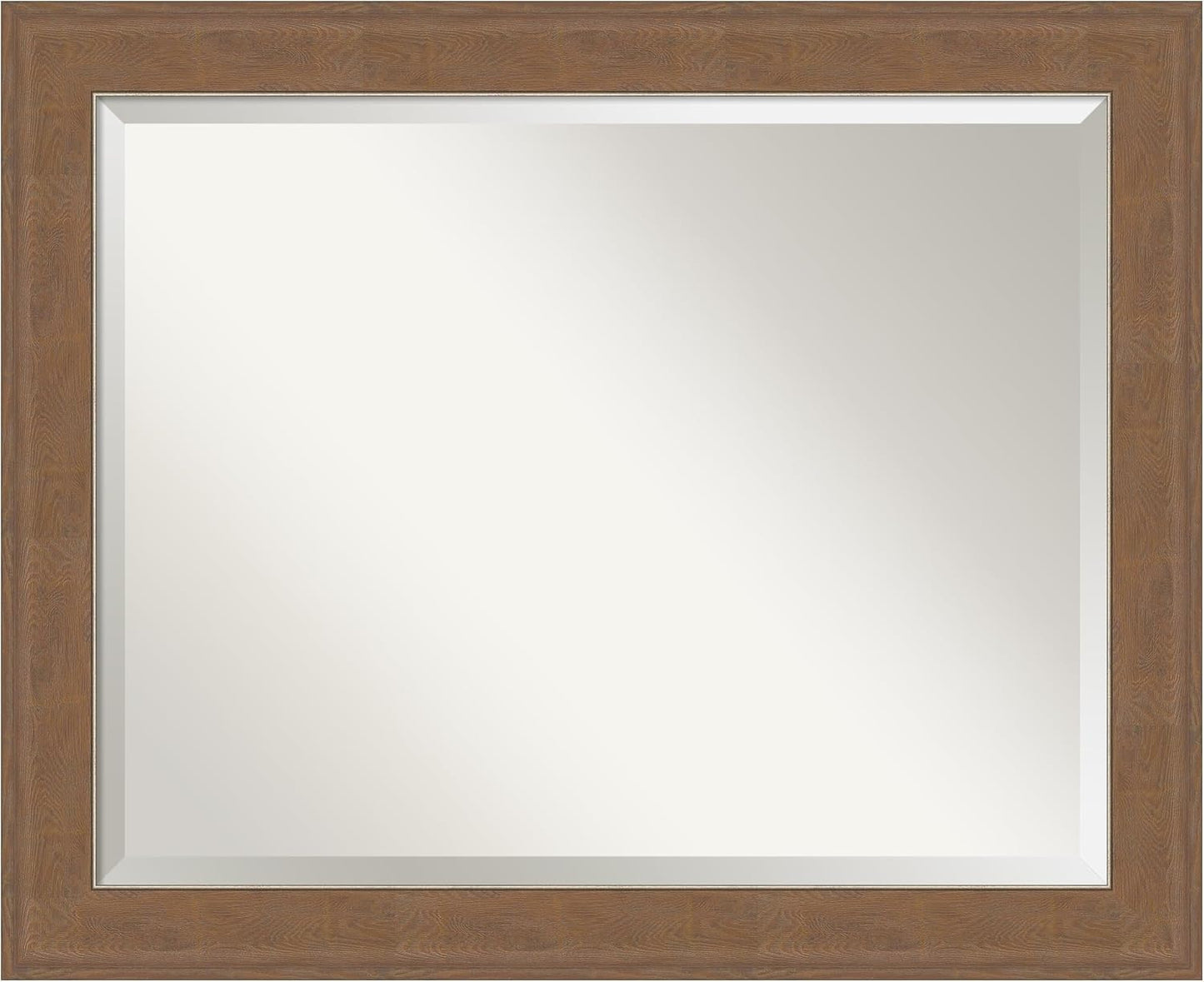Amanti Art Brown Wall Mirror 27x33 Alta Medium Brown Rectangle Bathroom Mirror for Wall Decor Living Room, Large Rustic Farmhouse Frame, Hangs Horizonally and Vertically, Bathroom Decor, Beveled Edge