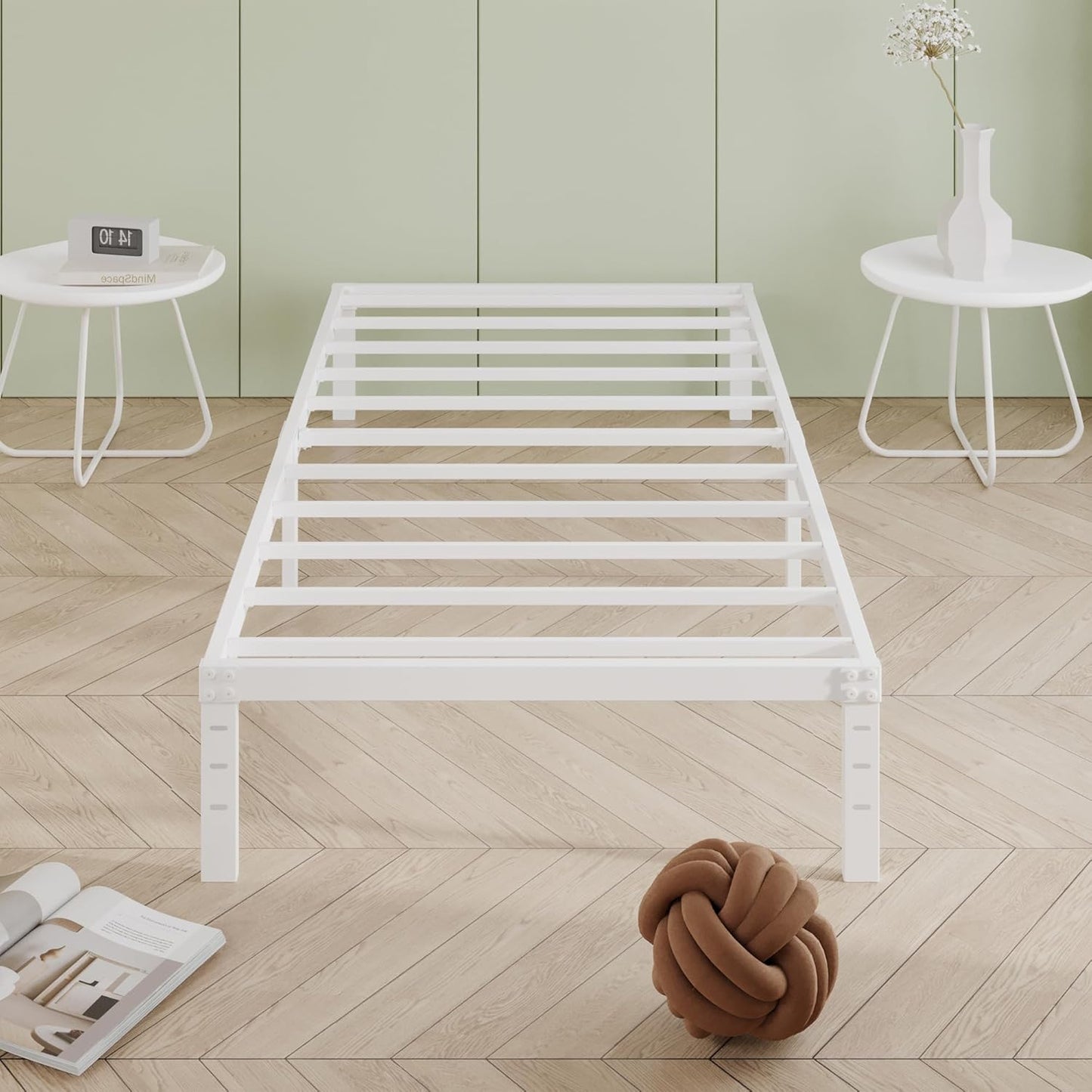 12 Inch Twin XL Bed Frames, Heavy Duty Metal Bed Frame Twin XL, No Box Spring Needed, Easy Assembly, Noise-Free, White