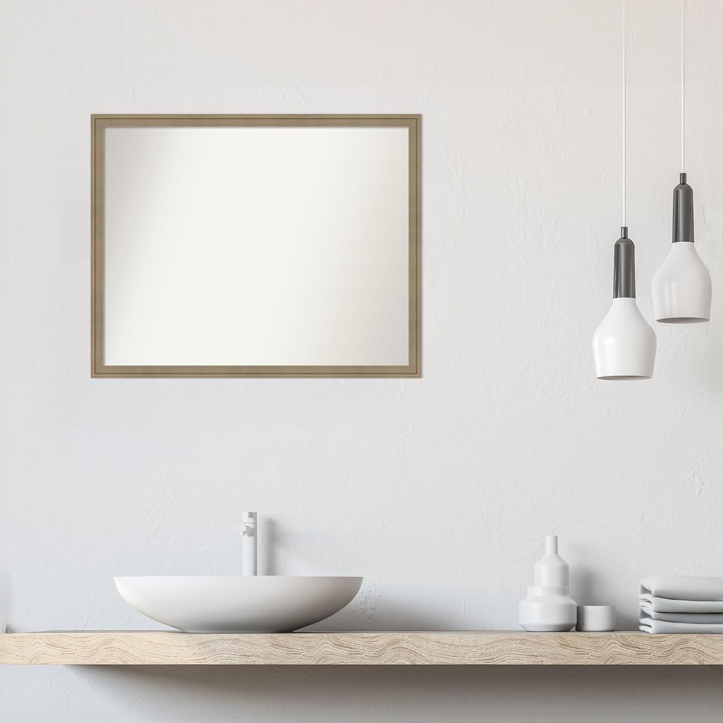 Amanti Art Grey Bathroom Mirror for Over Sink, 24x30 Florence Grey Rectangle Vanity Mirror, Large Casual Frame, Hangs Horizonally and Vertically, Bathroom Wall Decor, Non-Beveled Edge from WI, USA