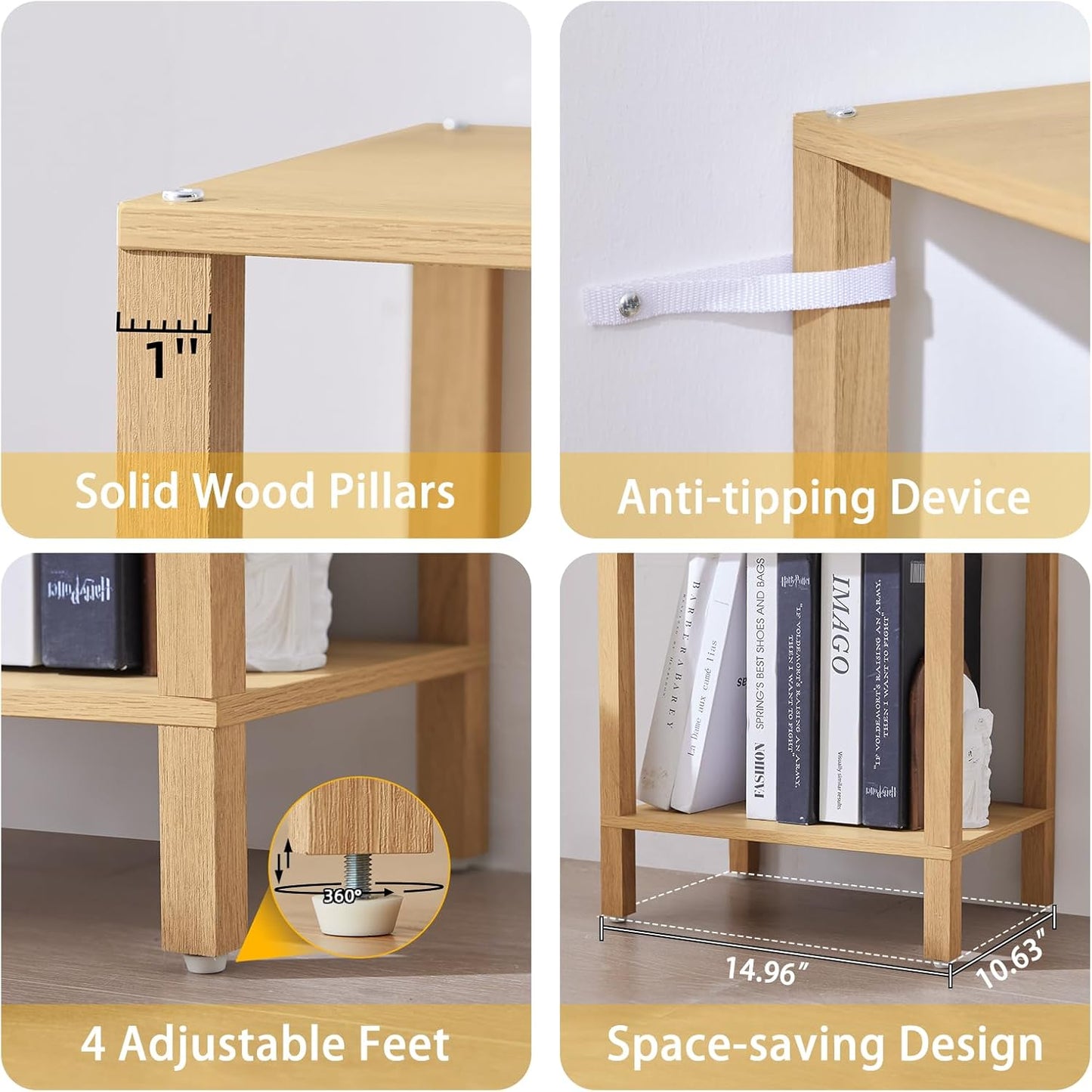 54in Tall Bookshelf 5-Tier Small Narrow Bookcase, Skinny Book Shelf for Small Space, Farmhouse Slim Shelf with Storage, Wood Freestanding Display Thin Bookshelves for Living Room, Natural