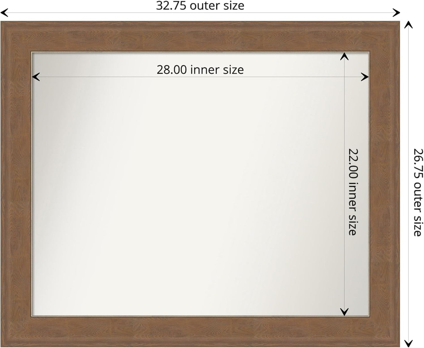 Amanti Art Grey Bathroom Mirror for Over Sink, 27x33 Alta Brown Grey Rectangle Vanity Mirror, Large Country Rustic Frame, Hangs Horizonally and Vertically, Bathroom Wall Decor, Non-Beveled Edge