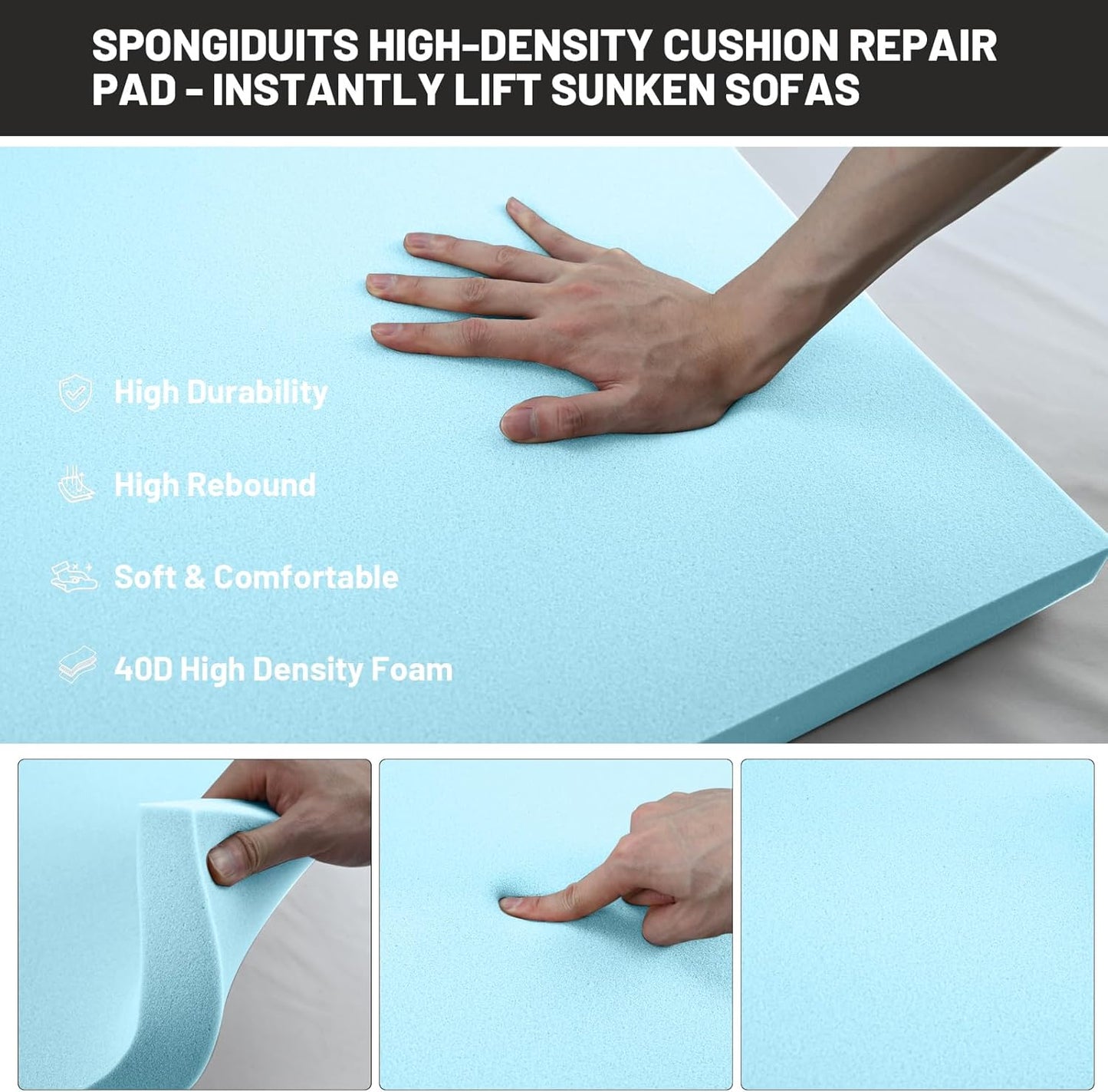 Couch Cushion Support for Sagging Seat - 20" x 20" High-Density Curved Foam Sofa Cushion Support Board,Couch Supporter for Under The Cushions,Blue Set of 1