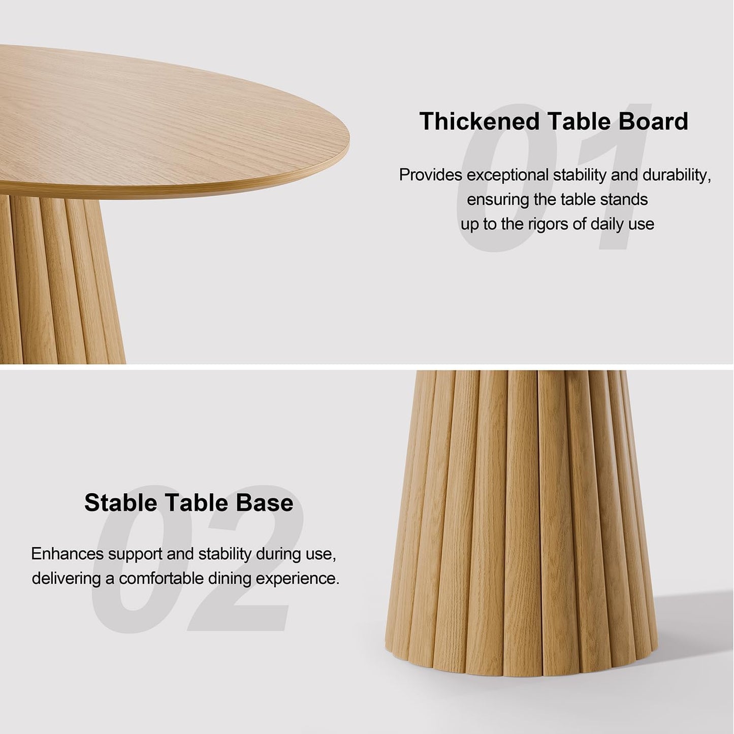 Casaphoria 67" Oval Dining Table, Modern Wood Kitchen Table with Cone Shaped Strip Convex Base for Living Room & Dining Room, Easy Assembly Farmhouse Furniture for 4-6, Oak