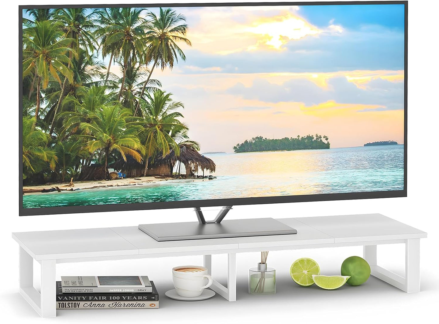 aboxoo 47" TV Riser for 32-60 inch TV, TV Riser Stand Shelf, Tabletop TV Stand Riser, Computer Monitor Table for Home Living Room, Study Office (White)