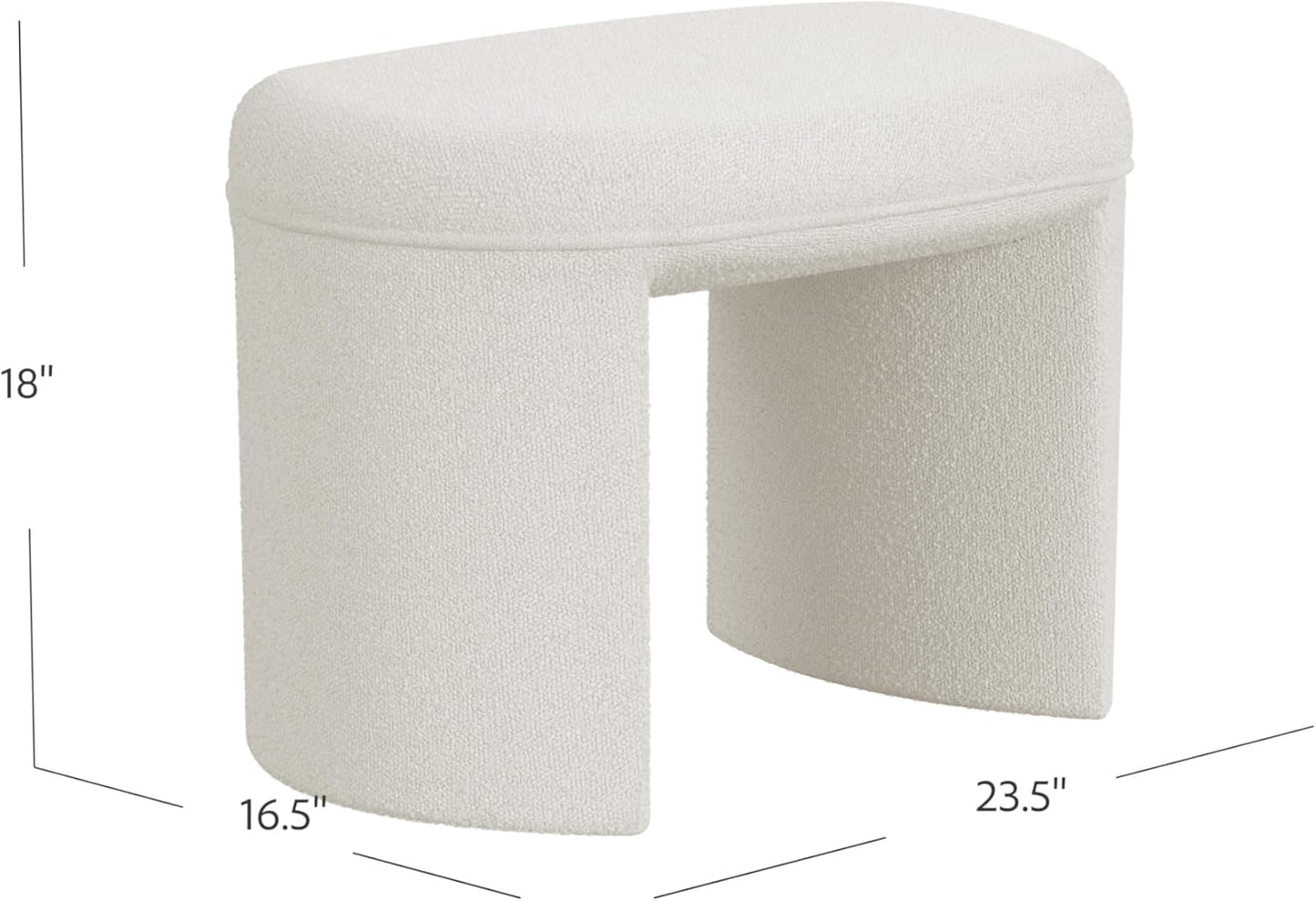 HomePop Quinn Modern Ottoman Home Décor|Ottoman for Living Room & Bedroom - Cream White Boucle