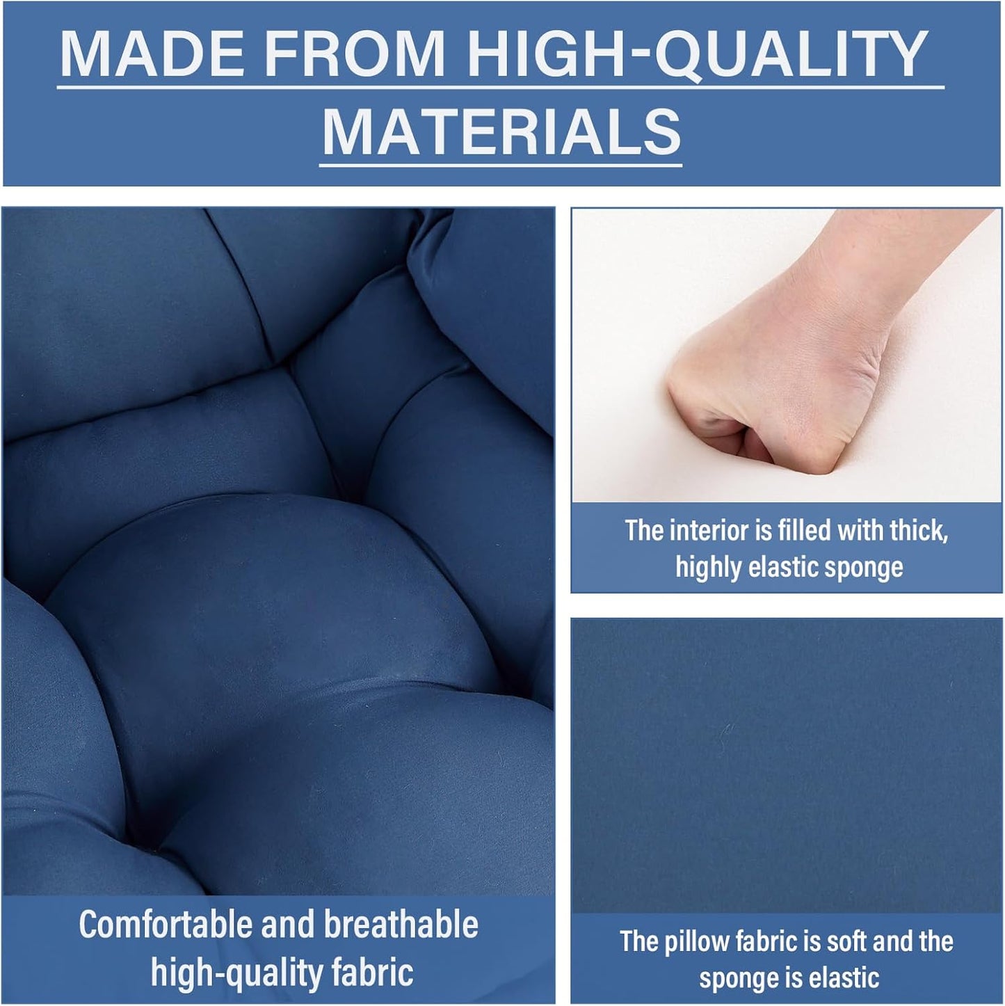 Lazy Chair with Ottoman, Comfy Reading Chair with Footstool & Pillow Modern Lounge Chair with Armrests & Side Pocket for Living Room, Bedroom, Dorm Room，Royal Blue