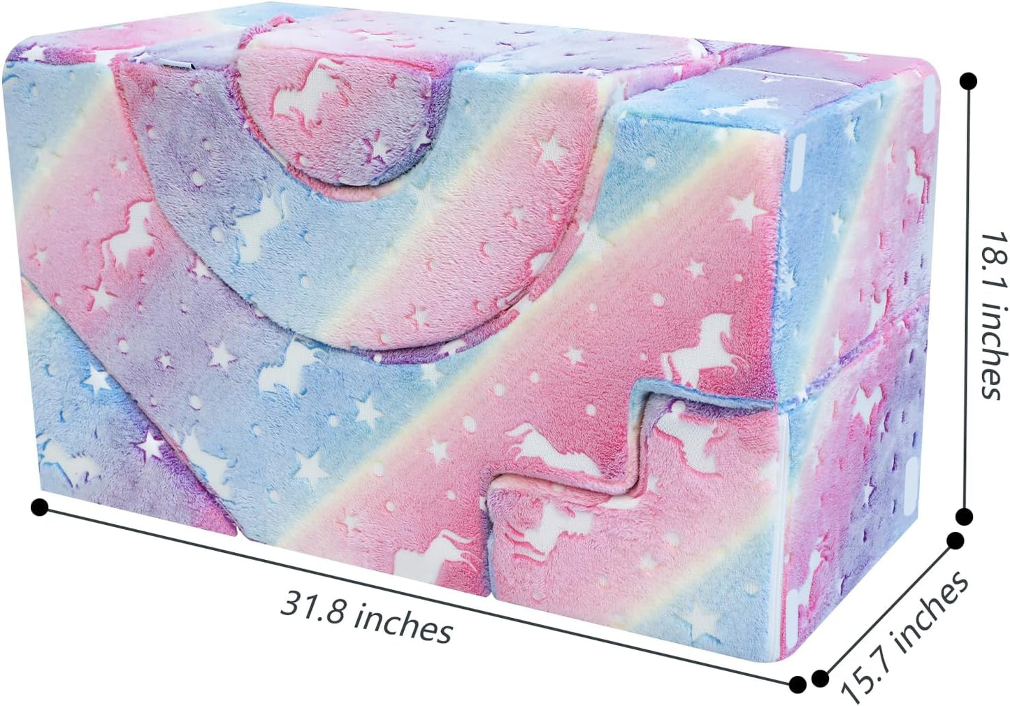 MeMoreCool Foam Climbing Toddler Couch, Modular Kids Sofa with Slide & Stair, Convertible Baby Couch for Playroom, Sectional Furniture for Crawling, Climbing, and Kids’ Play