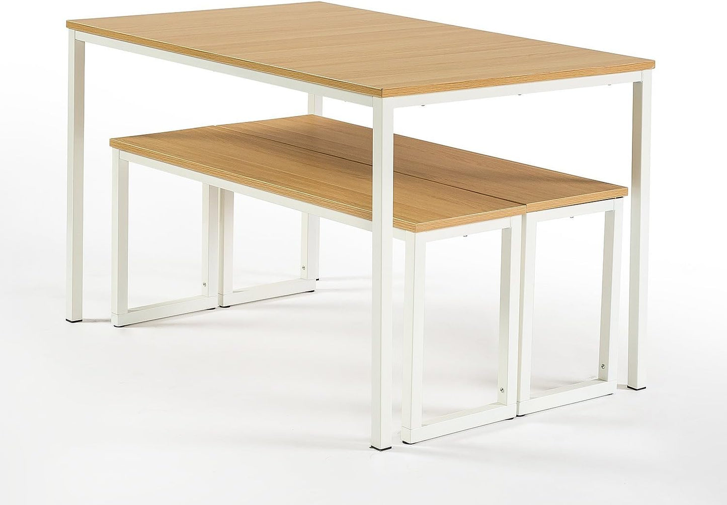 ZINUS 48 Inch Louis Metal Frame Table with Benches 3 Piece Dining Set, Easy Assembly, 1, White