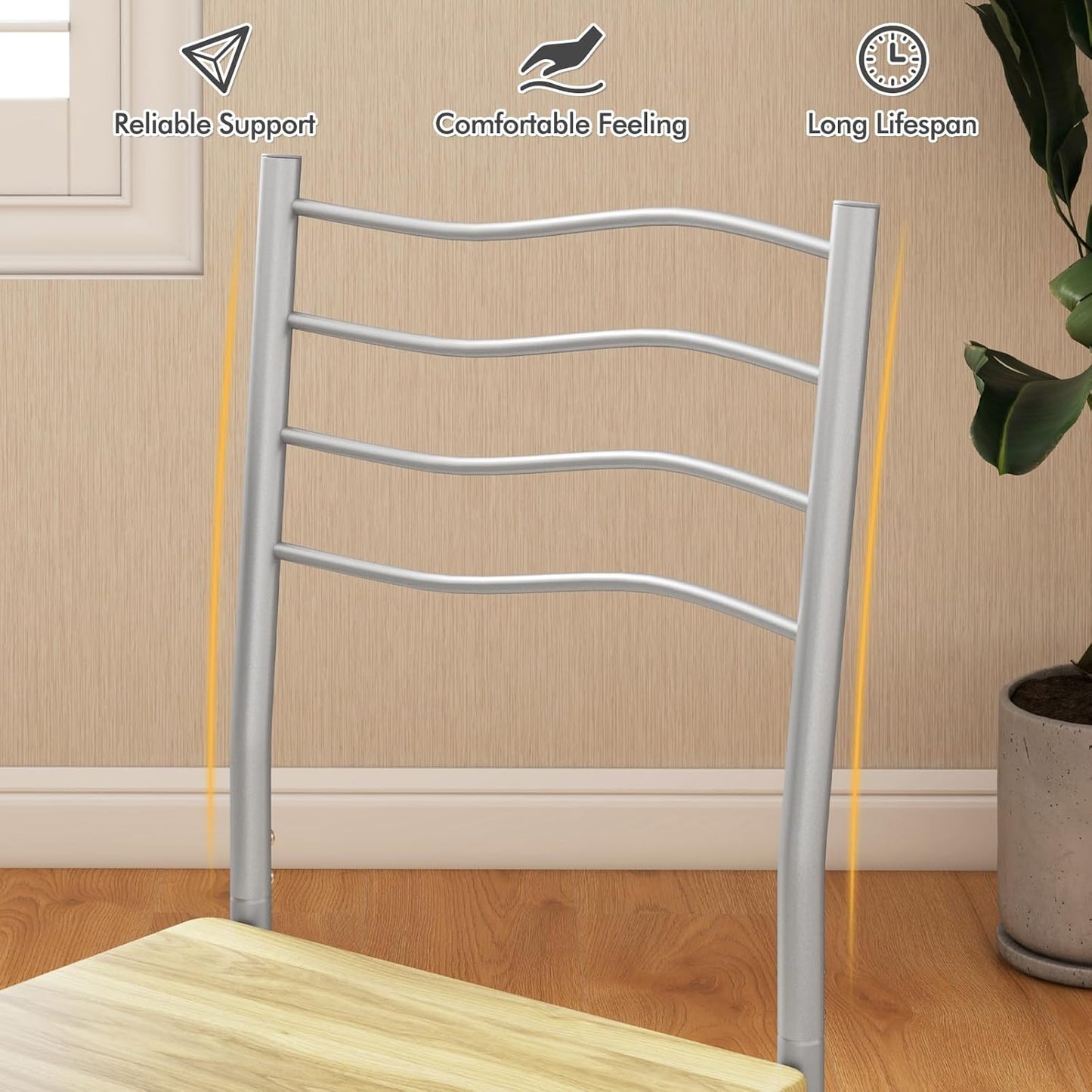 5 Piece Dining Table Set for 4 Chairs Modern Wood Metal Kitchen Breakfast Furniture (Shallow Walnut)