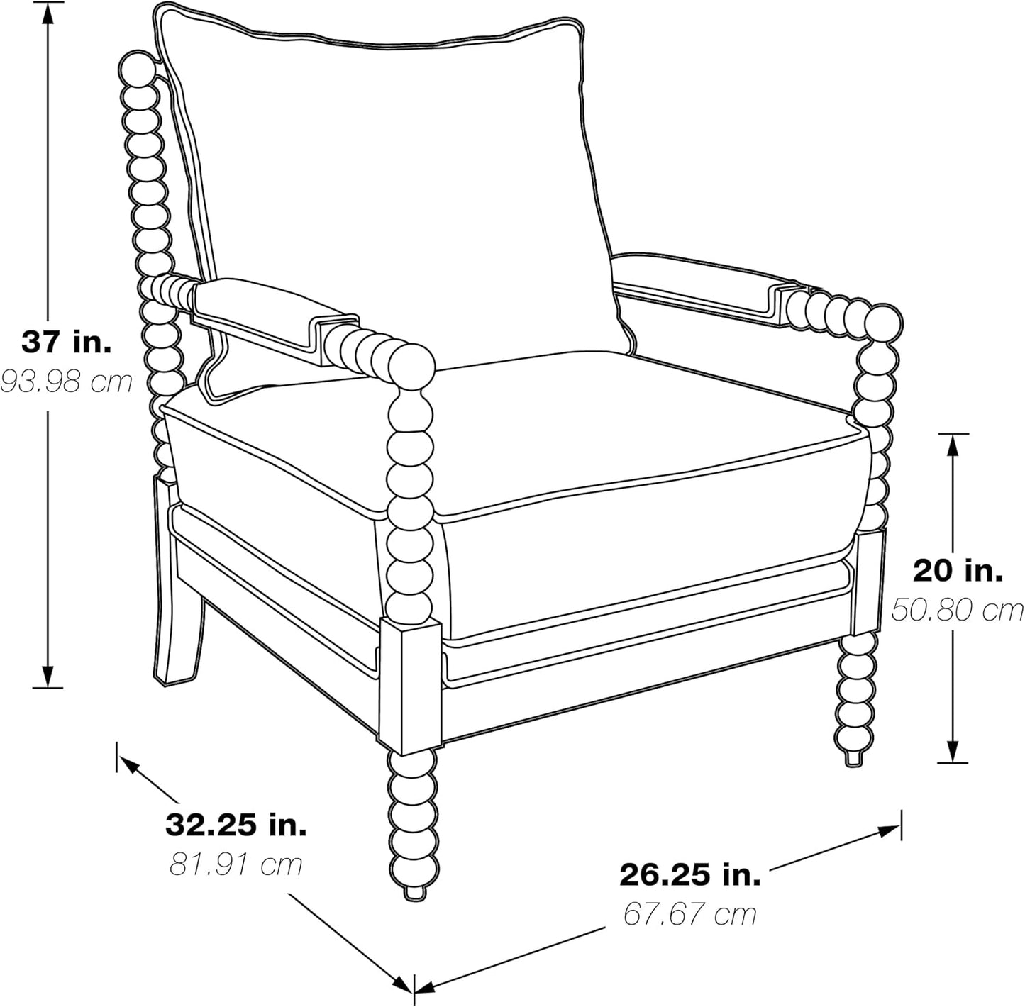 OSP Home Furnishings Fletcher Spindle Accent Chair with Rustic Brown Finish, Fog Beige Upholstery