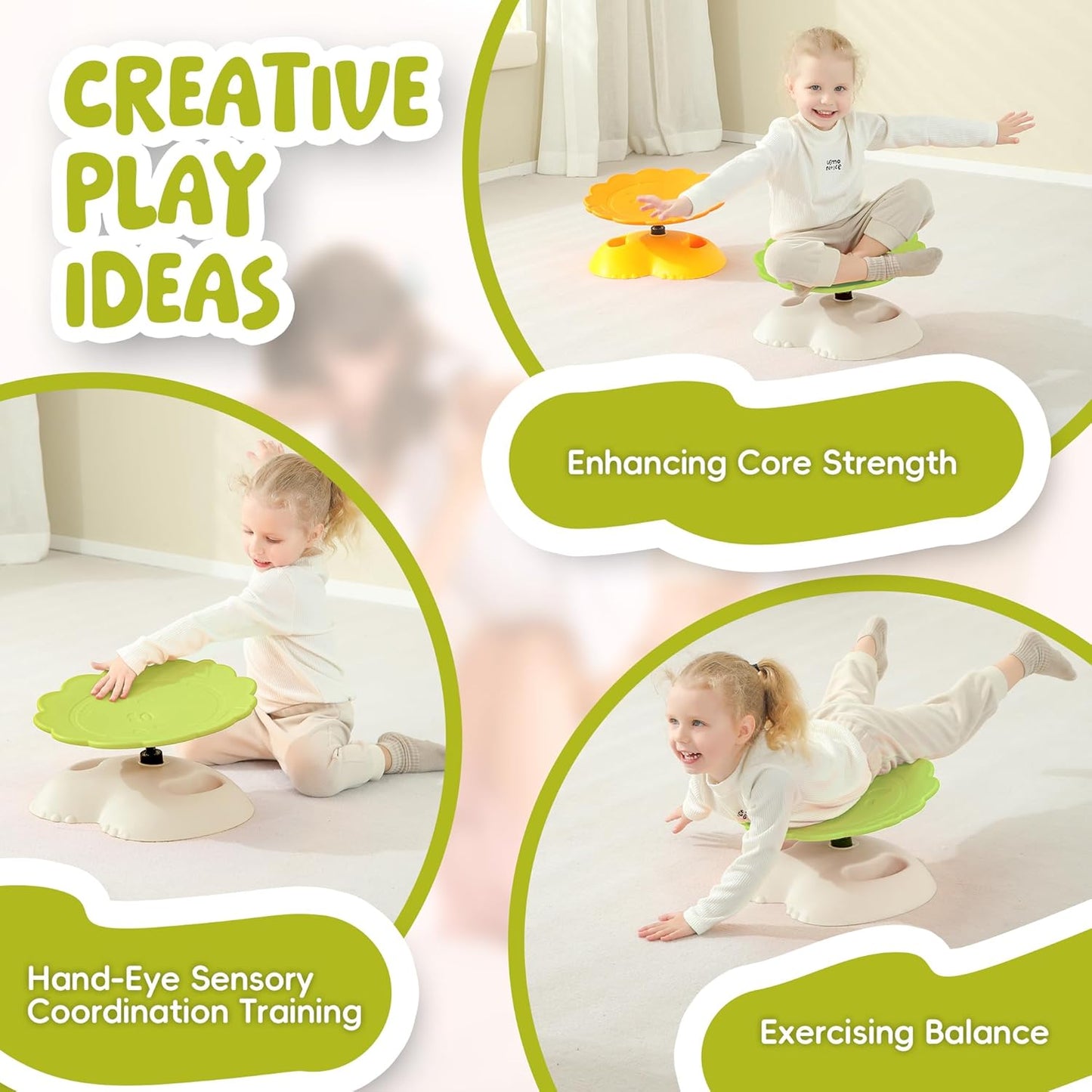 Spinning Chair for Autistic Kids, Autism Sensory Spinning Chairs Sensory Swivel Chair, Sensory Toy for ADHD & Autism 3-6 Years Children, Sit and Spin Training Body Coordination (Green)