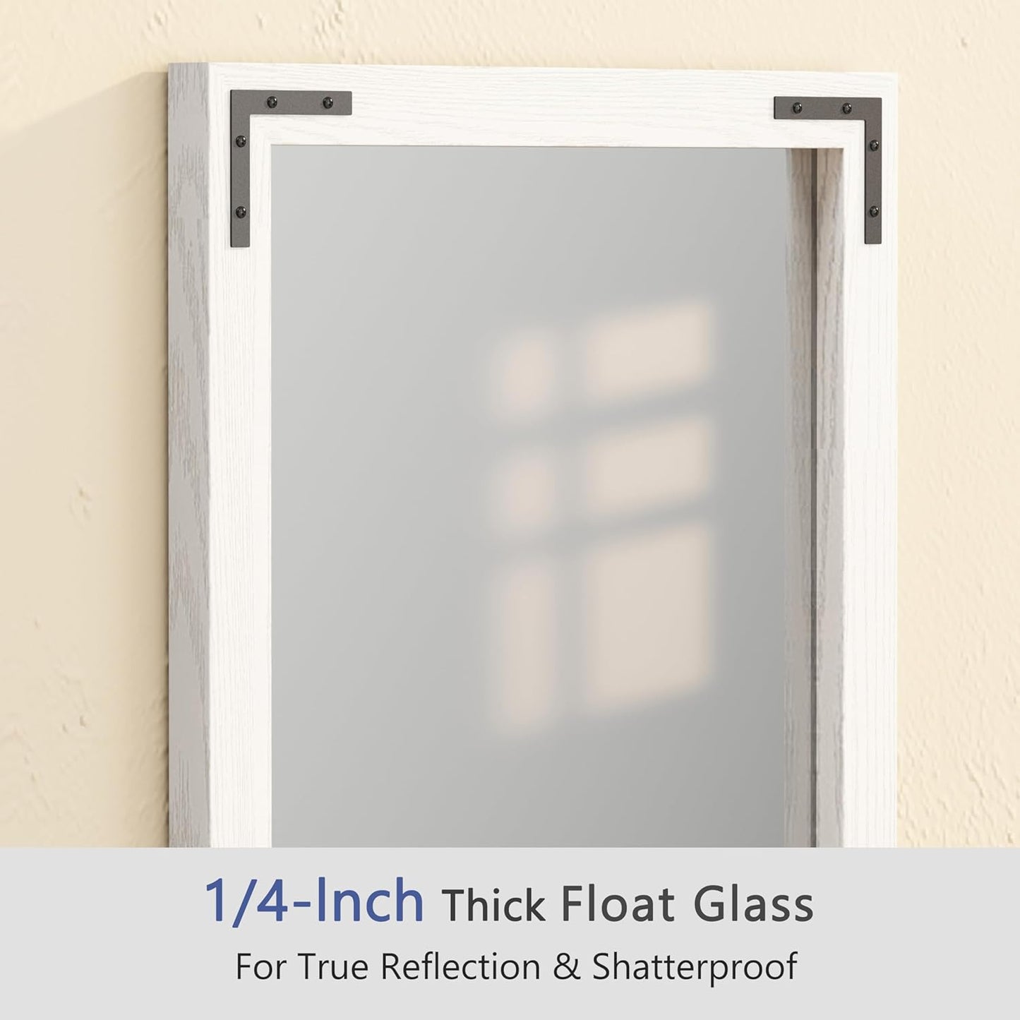 VocalStar White Wood Framed Mirror 24 x 36 Inch, Rustic Natural White Wooden Rectangle Bathroom Vanity Wall Mirror for Farmhouse Boho Decor, 1/4-inch Shatterproof Glass | Waterproof