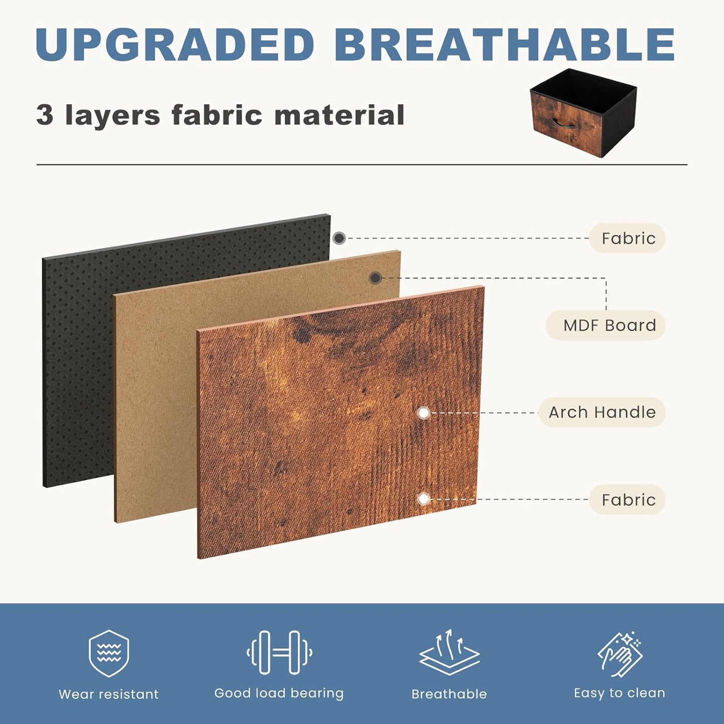 DUMOS Nightstand Small Dresser with 2 Fabric Drawers Side Bedroom End Table Kids Bedside Storage Furniture for 20 inch Tall Night Stand for Closet, Entryway, College Dorm, Rustic Brown