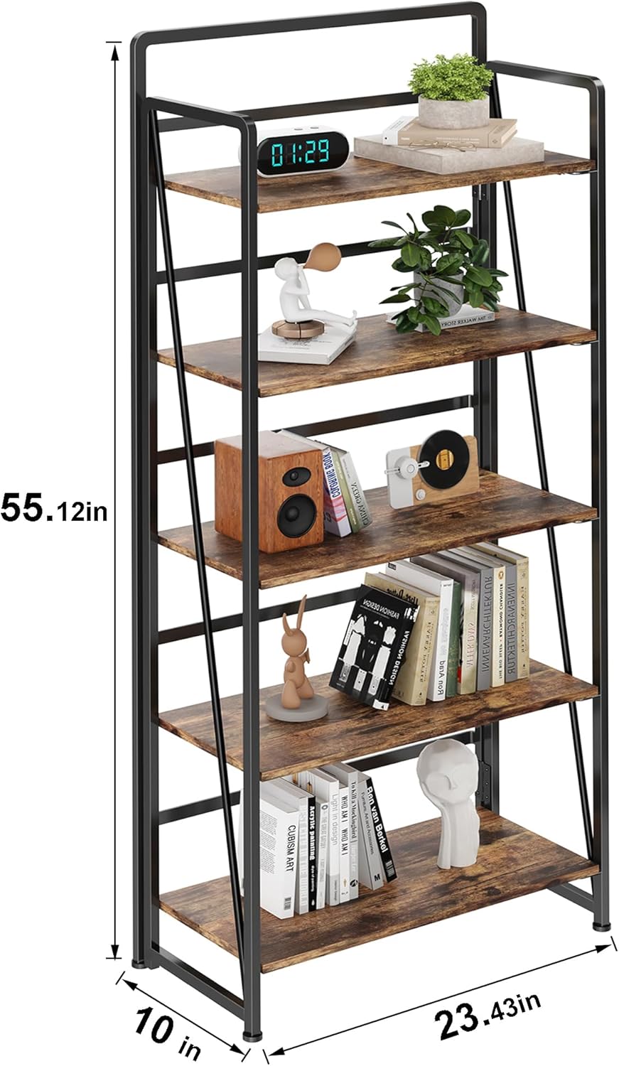 BHG No Assembly Folding Bookshelf for Living Room,Collapsible Book Shelf for Home Office, Portable Bookcase Storage Organizer Rack Shelves