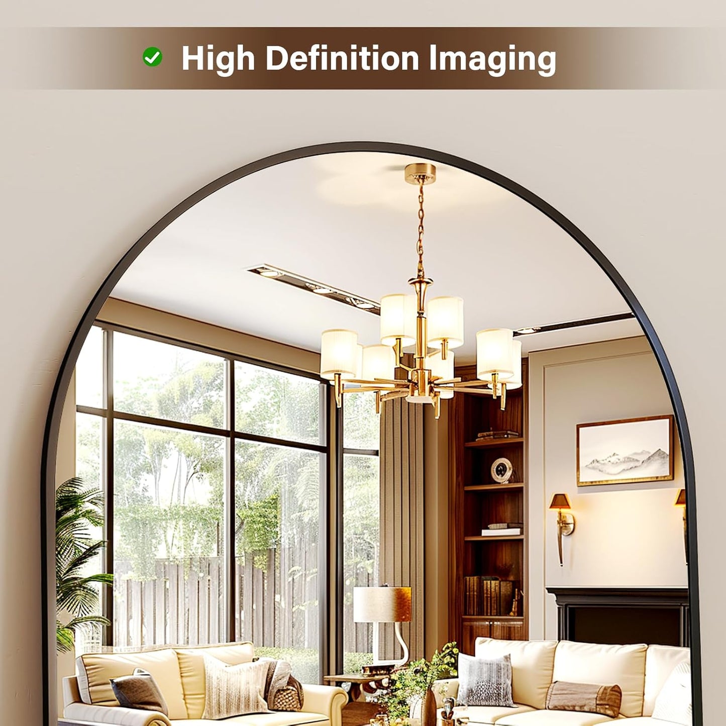 56"x21" Arched Full Length Mirror Floor Mirrors with Aluminum Alloy Frame Free-Standing Wall Mounted Floor Mirrors or Large Dressing Mirror, Black Mirror Full Length