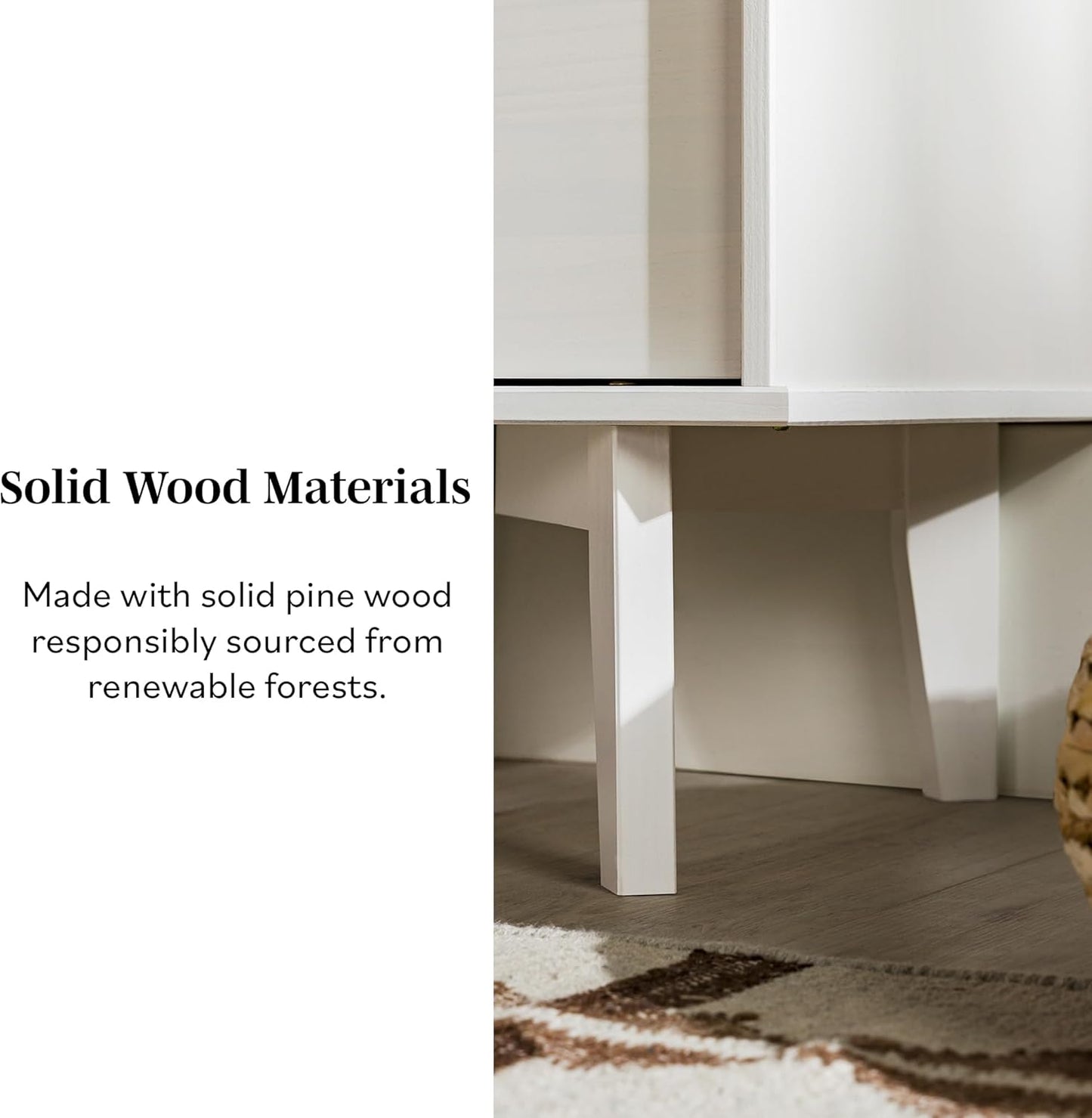 Walker Edison Furniture AZR2DSLNSWH Solid Wood 2-Drawer Groove Handle End Side Table Nightstand with Storage, 24" H, White