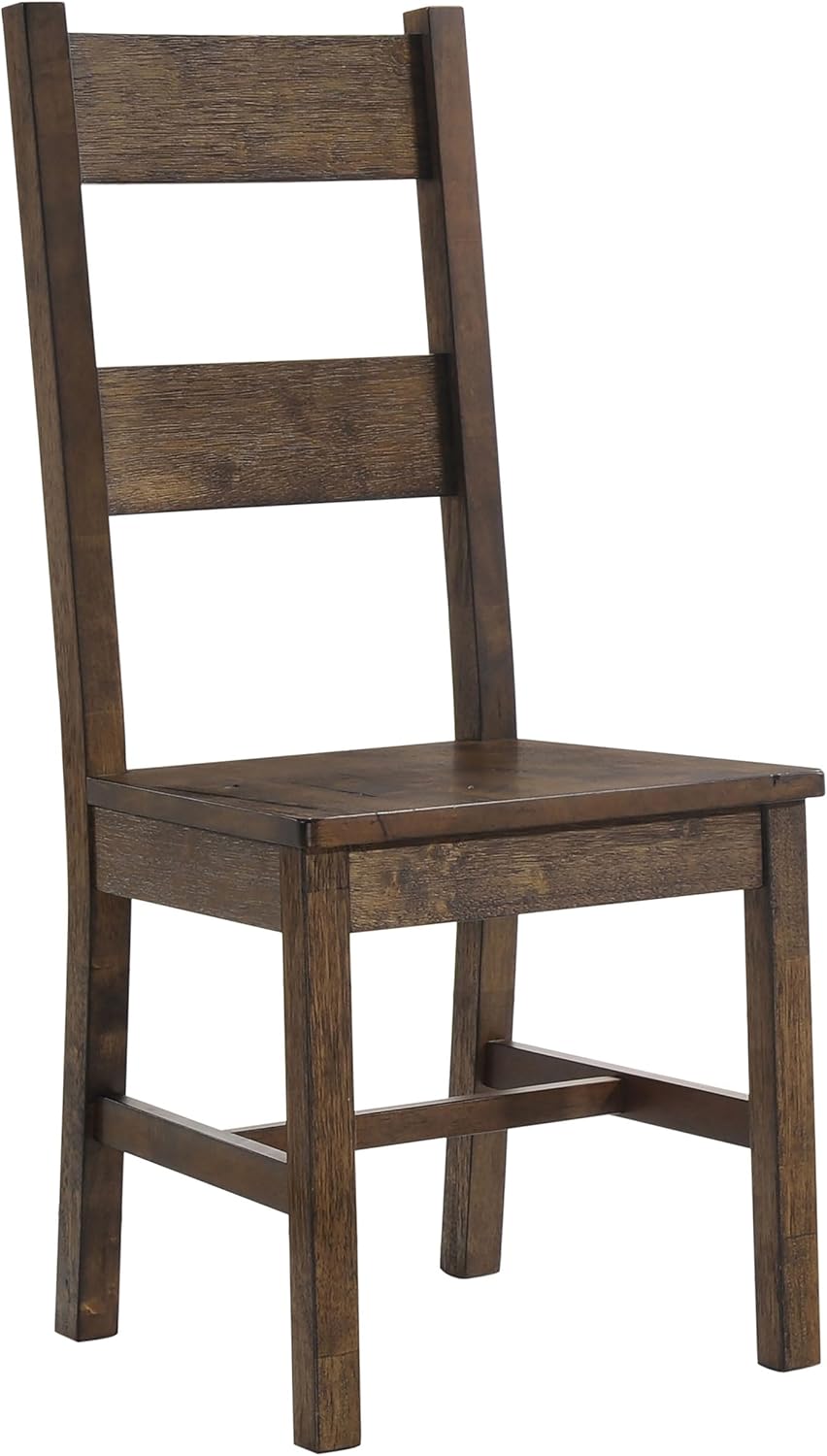 Coaster Home Furnishings - Coleman - Asian Hardwood - Dining Side Chairs with Ladder Back Design - Dining Room & Home Kitchen - Set of 2 - Rustic Golden Brown - 107042