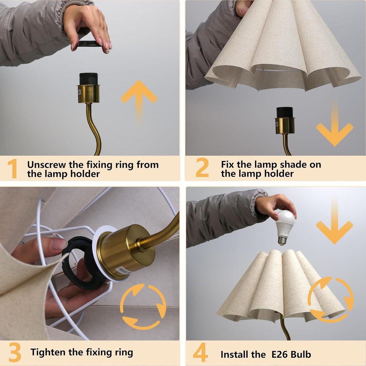 KUNJOULAM Small Table Lamp, Bedside Nightstand Lamp with Umbrella Form Fabric Lampshade, Morden Mini Desk Lamp for Bedroom Home Office Decor