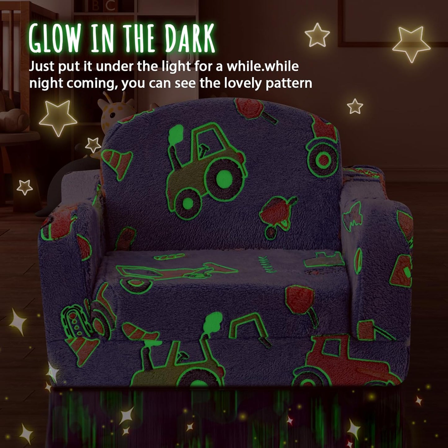 Thick Comfy Toddler Chair and Couch for Kids,2-in-1 Soft Plush Fold Out Sofa for Children,Convertible Couch to Lounger for Toddler