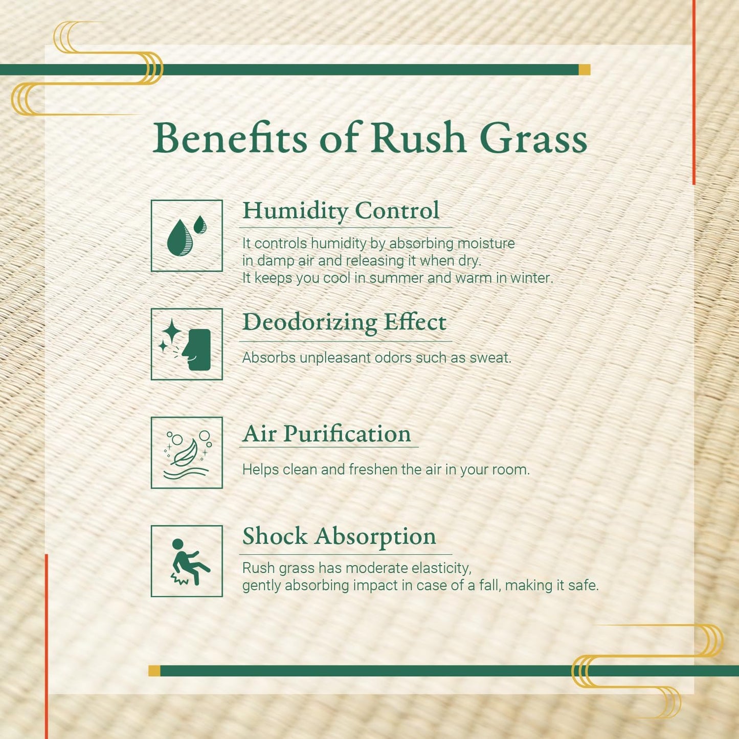 BJDesign Square Tatami Bench and Raised Platform Unit | Japanese Style Igusa Rush Grass Top | Wood Grain White, 24x24x11.6in | Easy Assembly, Durable | 3 Set