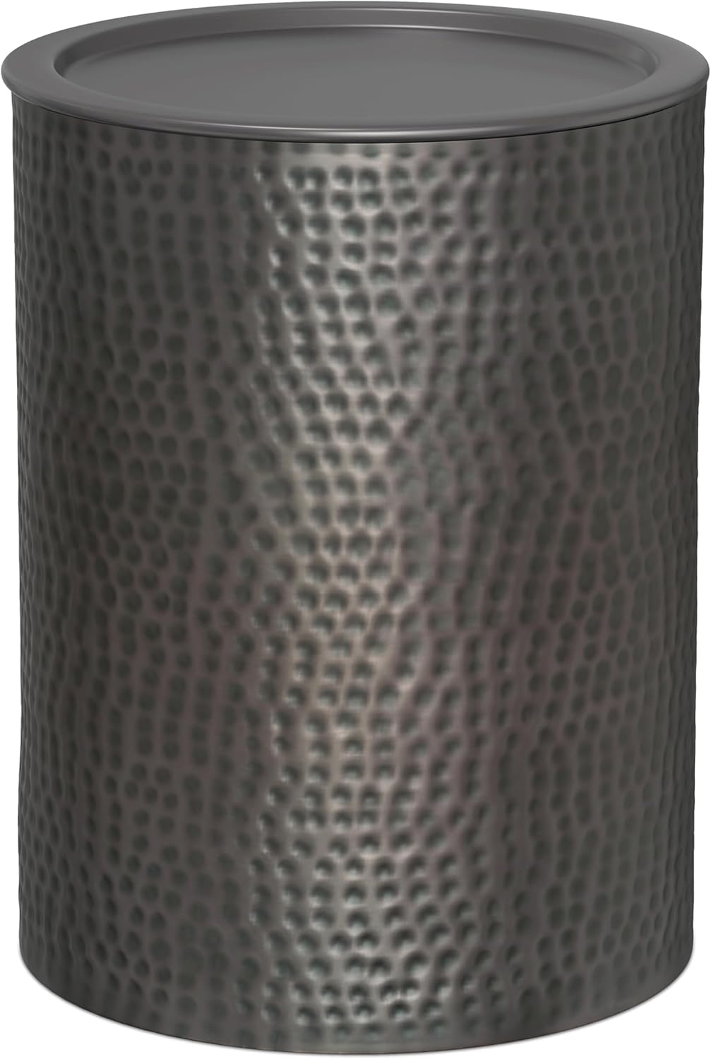 SIMPLIHOME Corbin 16 inch Wide Metal Side Table in Hammered Antique Copper, Round Drum Design End Table for Living Room, Family Room, or Entryway, Industrial Style, Assembled