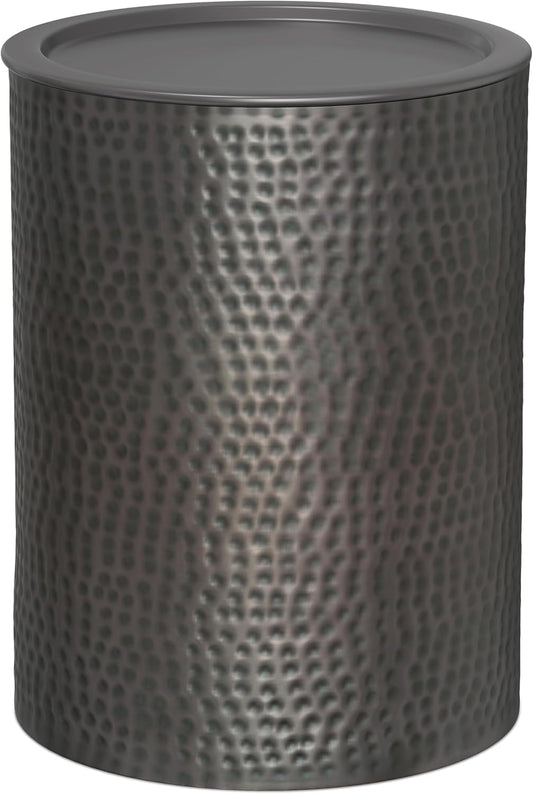 SIMPLIHOME Corbin 16 inch Wide Metal Side Table in Hammered Antique Copper, Round Drum Design End Table for Living Room, Family Room, or Entryway, Industrial Style, Assembled
