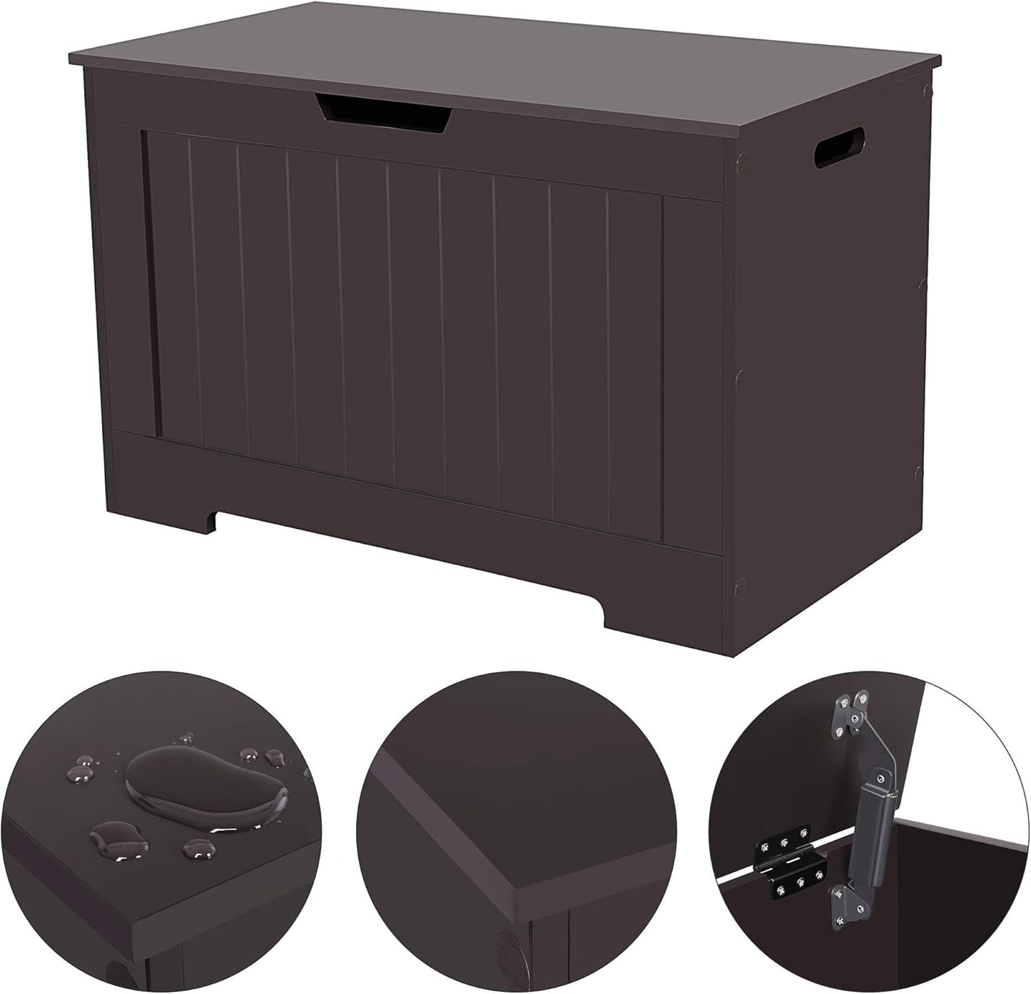 VASAGLE Storage Chest, 29.9 Inches Width Storage Bench, Entryway Bench with 2 Safety Hinges, Shoe Bench, Farmhouse Style, for Entryway, Bedroom, Living Room, Espresso Brown ULHS11BR.