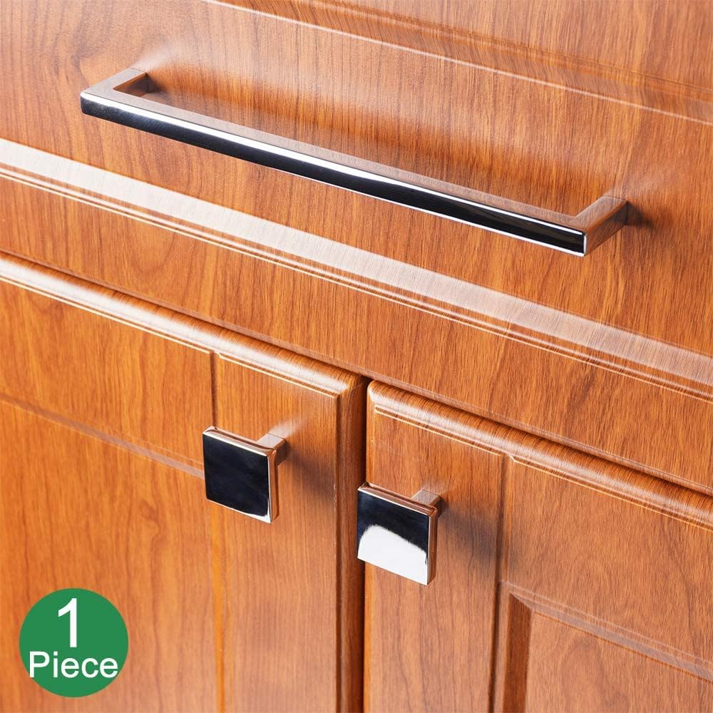 KOOFIZO Solid Square Bar Cabinet Handle - Chrome Furniture Pull, 7.6 Inch/192mm Screwhole Distance, 1-Piece for Kitchen Cupboard Door, Bedroom Dresser Drawer, Bathroom Wardrobe Hardware