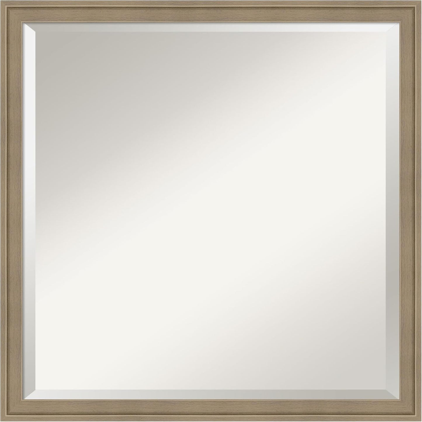 Amanti Art Brown Bathroom Mirror for Over Sink, 22x22 Florence Light Brown Square Vanity Mirror, Medium Casual Frame, Hangs Horizonally and Vertically, Bathroom Wall Decor, Beveled Edge from WI, USA