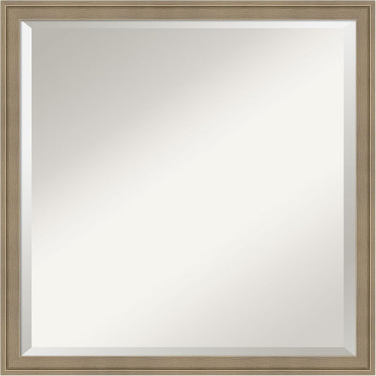 Amanti Art Brown Wall Mirror 22x22 Florence Light Brown Square Bathroom Mirror for Wall Decor Living Room, Medium Casual Frame, Hangs Horizonally and Vertically, Bathroom Decor, Beveled Edge from WI