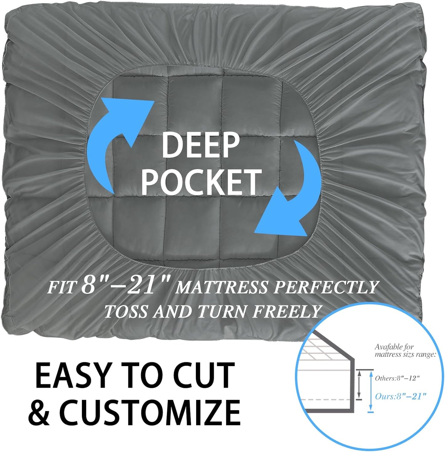 CYMULA Mattress Topper Twin Size - Soft Cooling Mattress Pad for College Dorm Room Essentials - Extra Thick Twin Protector Cover for Back Pain, Single Bed Topper Pillow Top with 8''-21'' Deep Pocket