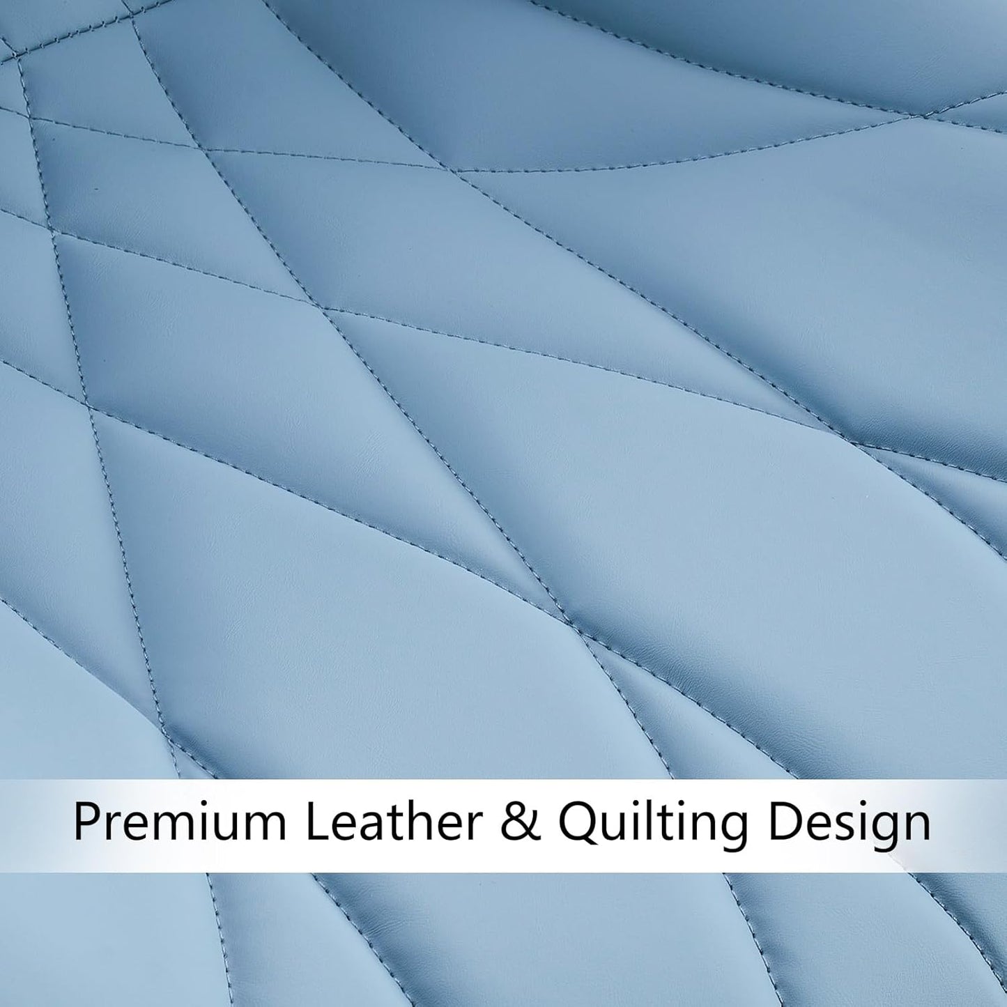 Rowill Dining Chairs Set of 2 Modern Kitchen Chairs with Soft Backrest, Sturdy Metal Legs & Non-Slip Pads, Suitable for Home Kitchen, Faux Leather Upholstered Seats for Dining Room, Blue