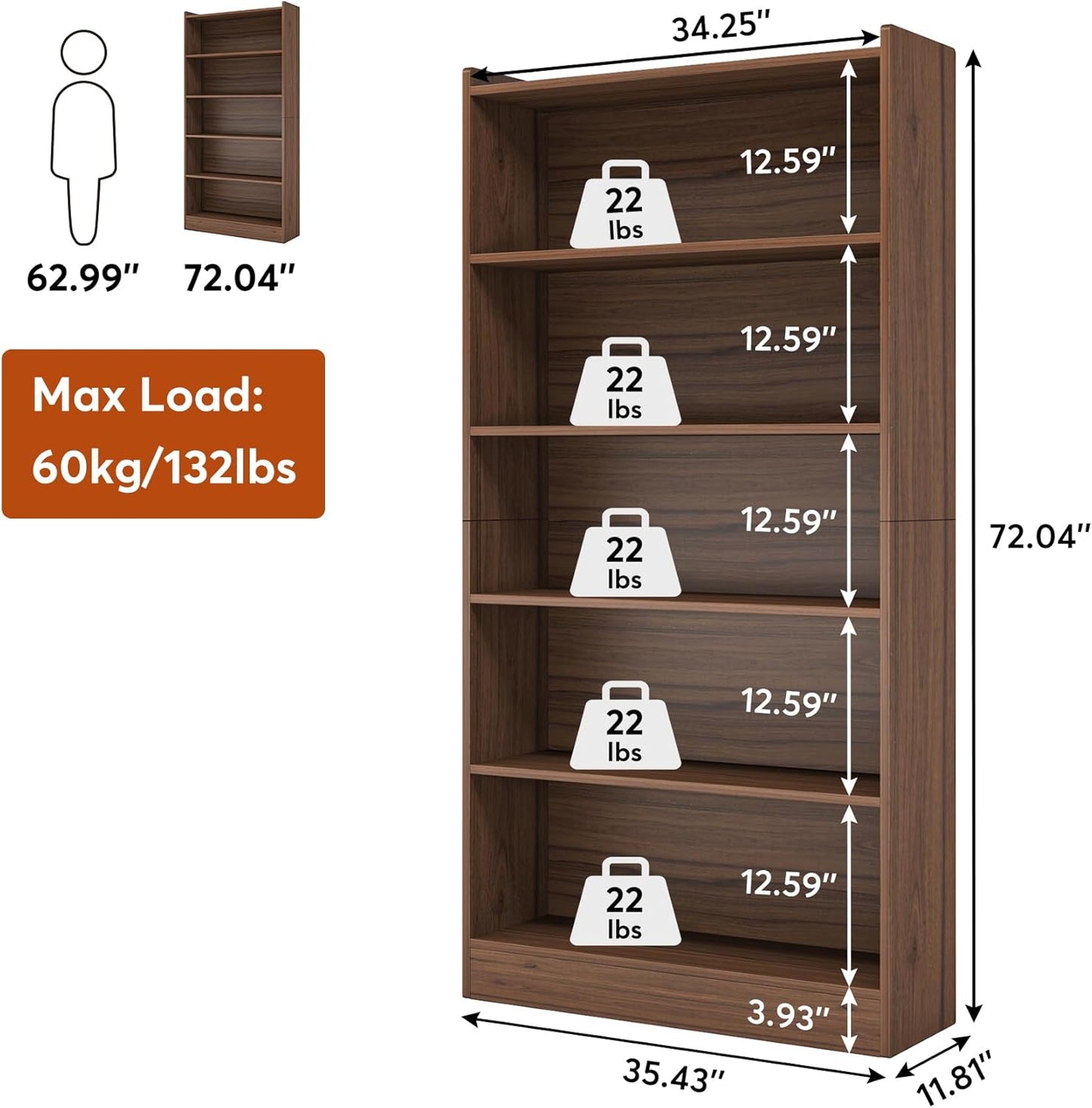 Tribesigns 72-inch Tall Bookcase, Modern 6-Tier White Library Bookshelf with Storage Shelves, Large Open Bookcases Wood Display Shelving Unit for Bedroom Living Room Office