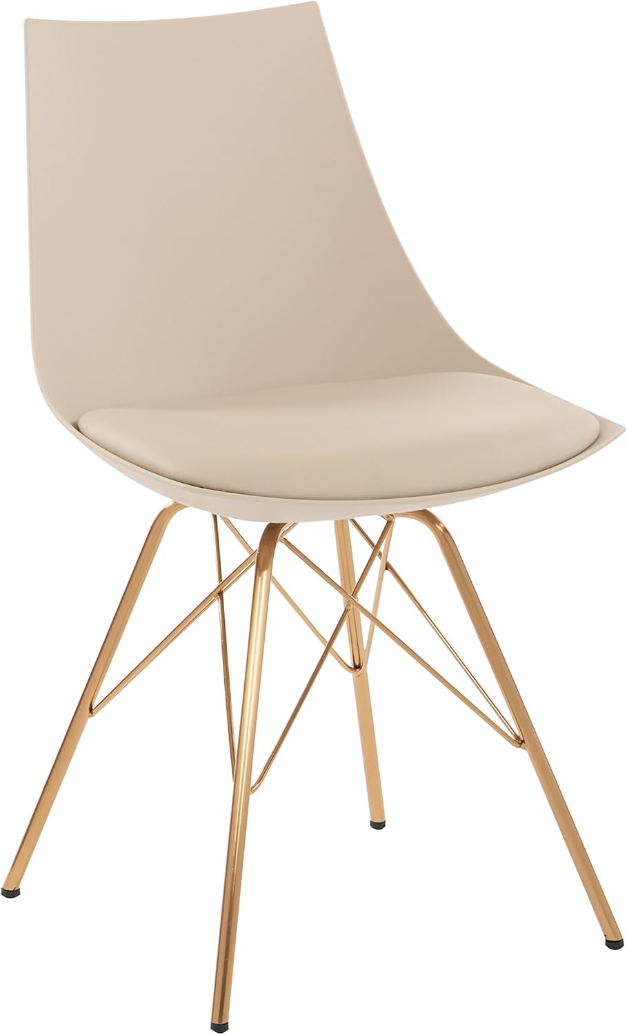 OSP Home Furnishings Oakley Mid-Century Modern Bucket Chair,Faux Leather, Cream