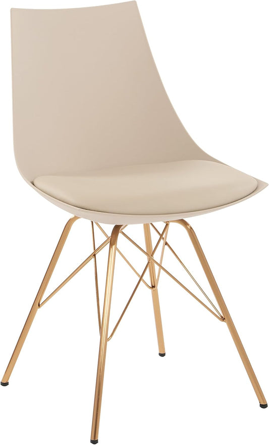 OSP Home Furnishings Oakley Mid-Century Modern Bucket Chair,Faux Leather, Cream