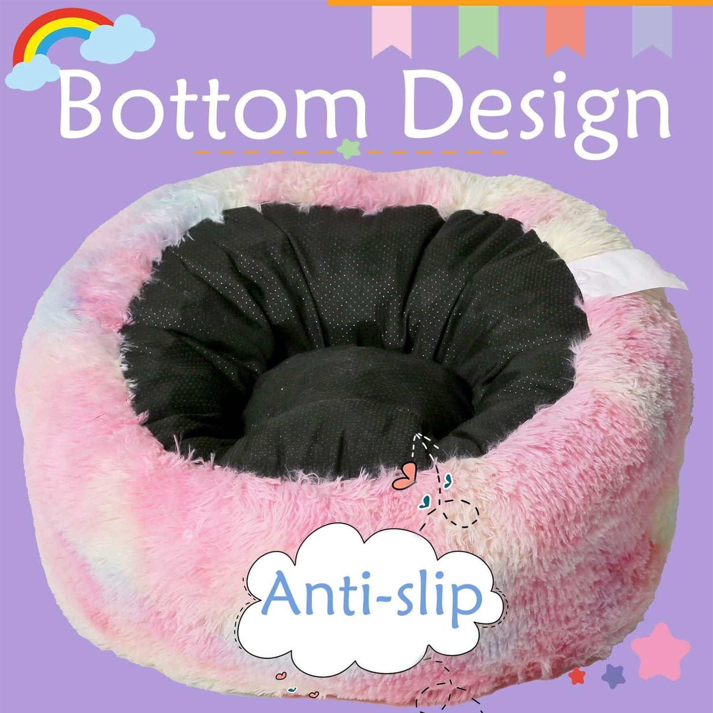 Bean Bag Chair for Kids with Plush Faux Fur Cover, 2.5FT Memory Foam Filled Bean Bag for Teens & Kids, Lazy Sofa for Living Room/Bedroom/Dorm, Rabbit-Ears Design