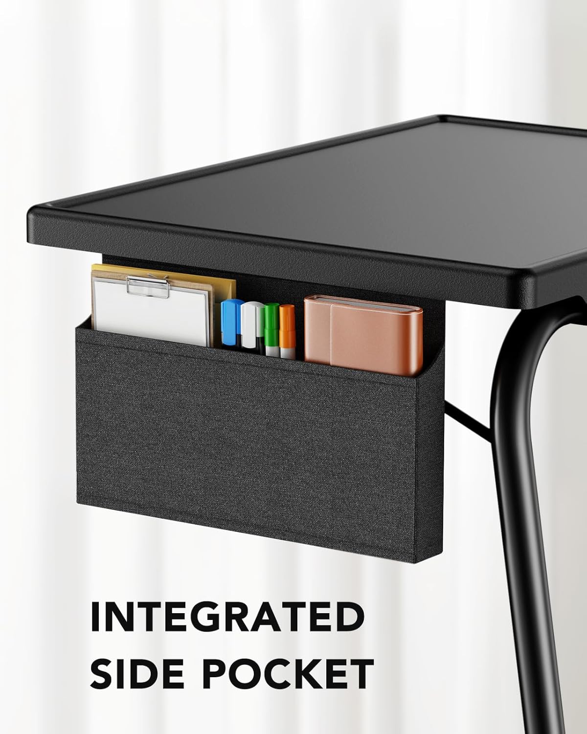 HUANUO TV Tray, Adjustable TV Dinner Tray, 20.5 x 15.4 inch Folding Tray Table with Storage Pocket, 6 Height Settings, 3 Angle Adjustments, Comfortable Tray Tables for Bed & Sofa, HNTT04B