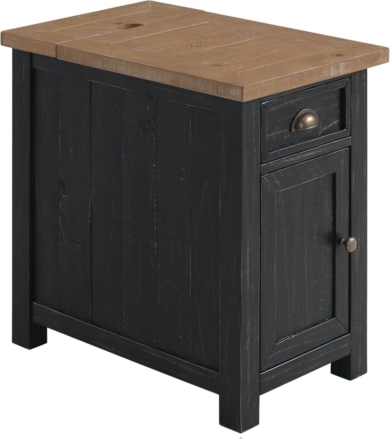 Martin Svensson Home Monterey Chairside Table with Power, Black and Driftwood