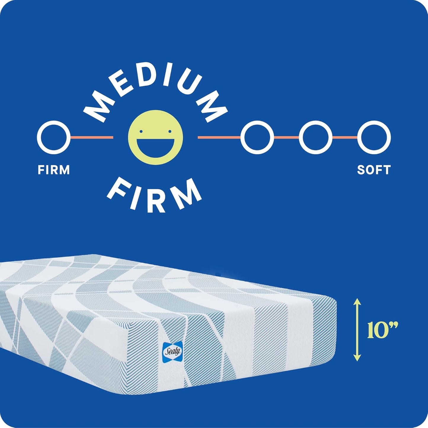 Sealy Dreamlife 10” Hybrid Mattress-in-a-Box, Twin, SealyComfort Gel Memory Foam, SealyResponsive Encased Coils, Surface-Guard Technology