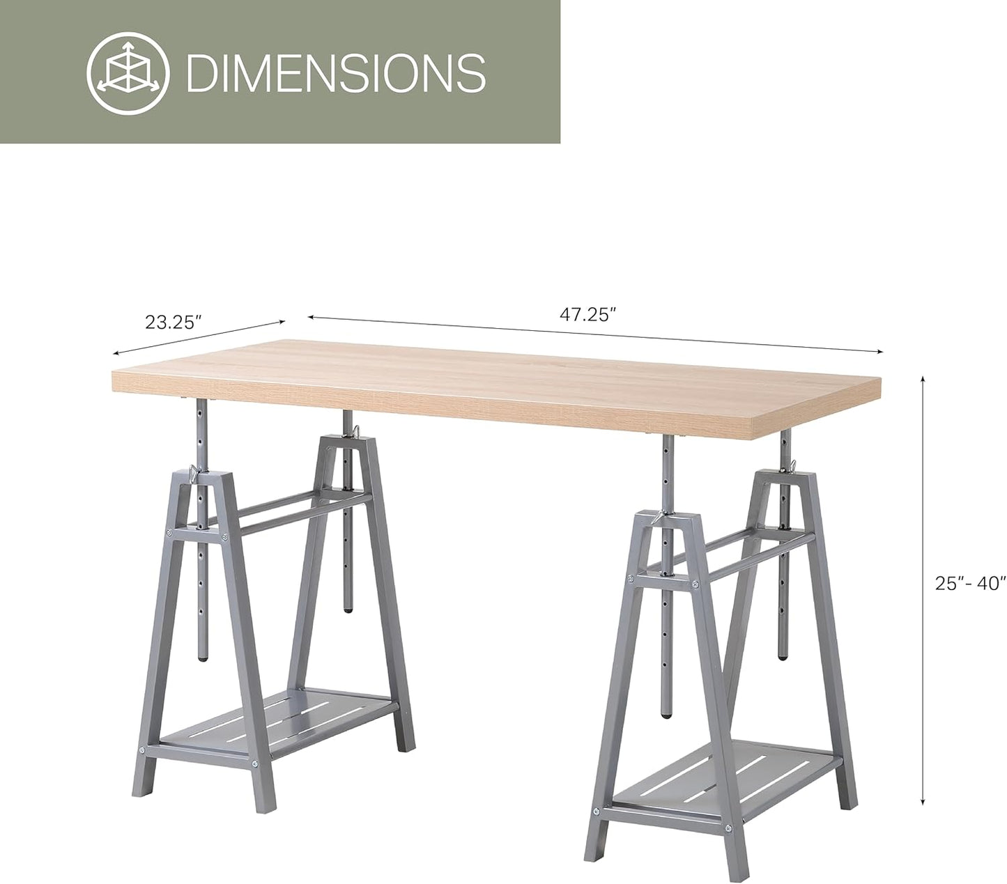 American Furniture Classics Kyndall Laine Select Model KYLN22 Variable Height Desk with Metal Base