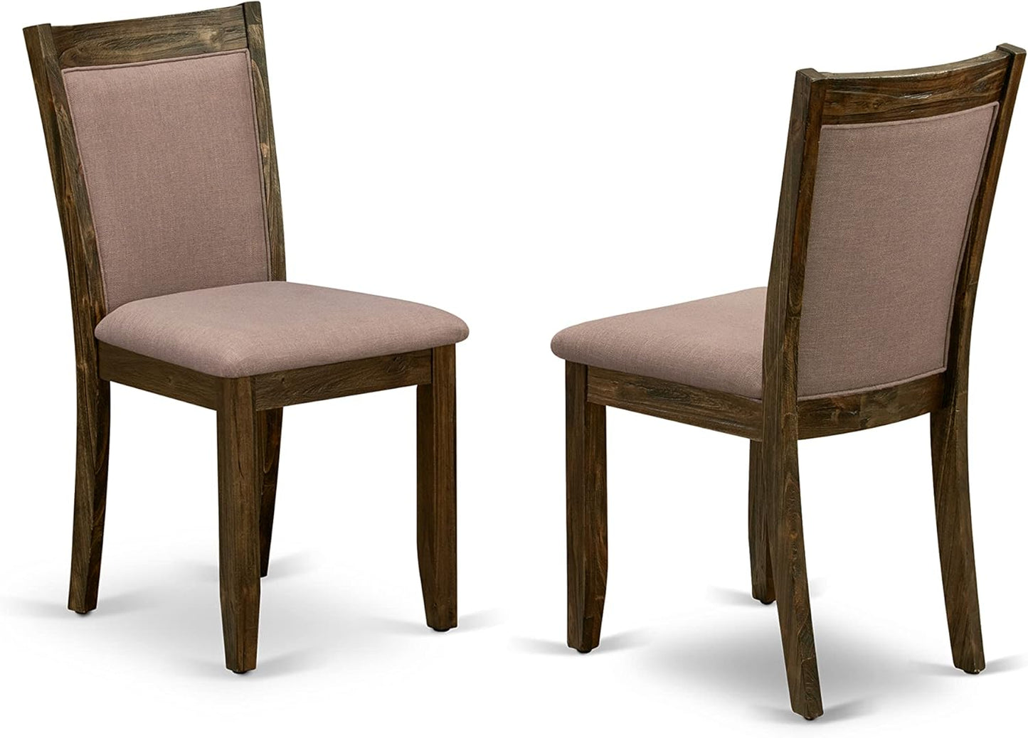 East West Furniture I2MZ5-748 5 Piece Kitchen Table Set for 4 Includes a Round Dining Room Table with Pedestal and 4 Coffee Linen Fabric Parsons Dining Chairs, 48x48 Inch, Distressed Jacobean