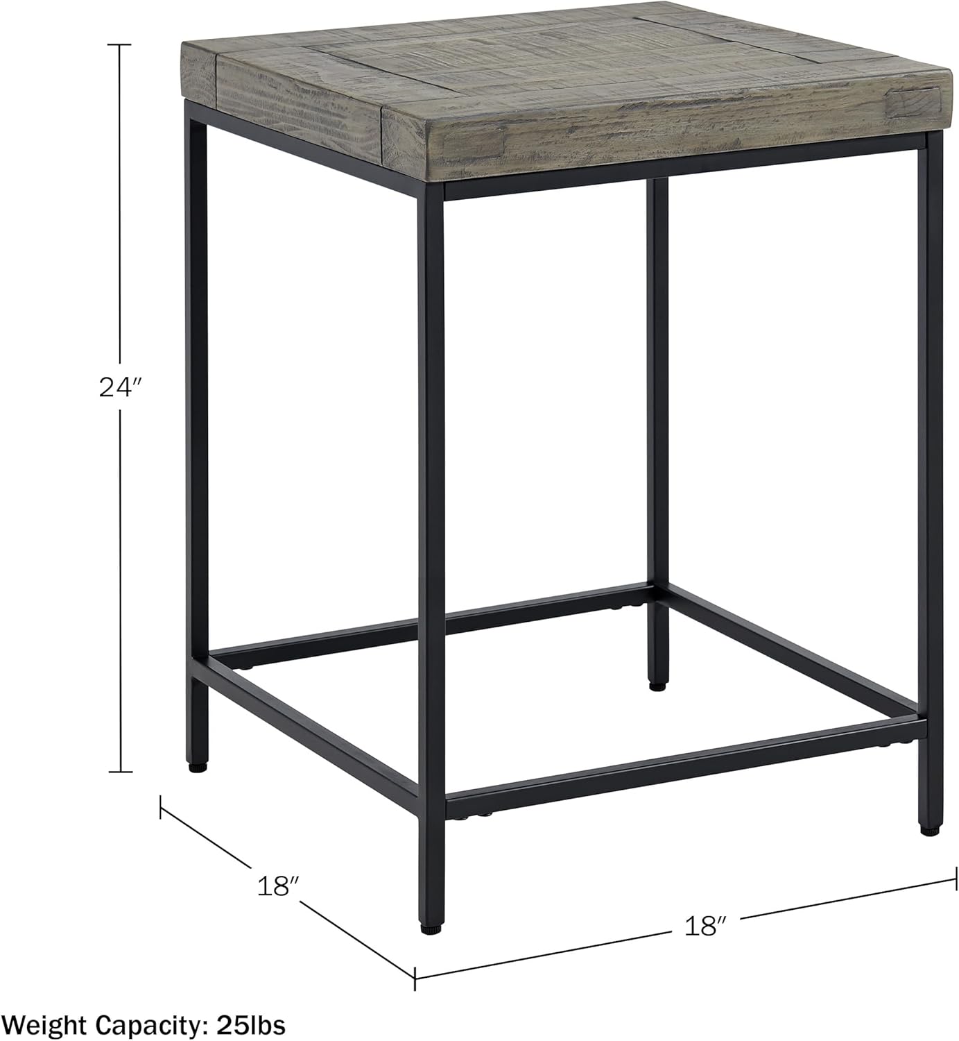 Alaterre Furniture End Table - Industrial Modern Side Table with Wood Top and Metal Frame - Table for Living Room, Bedroom, Hallway, or Dorm Room (Gray)