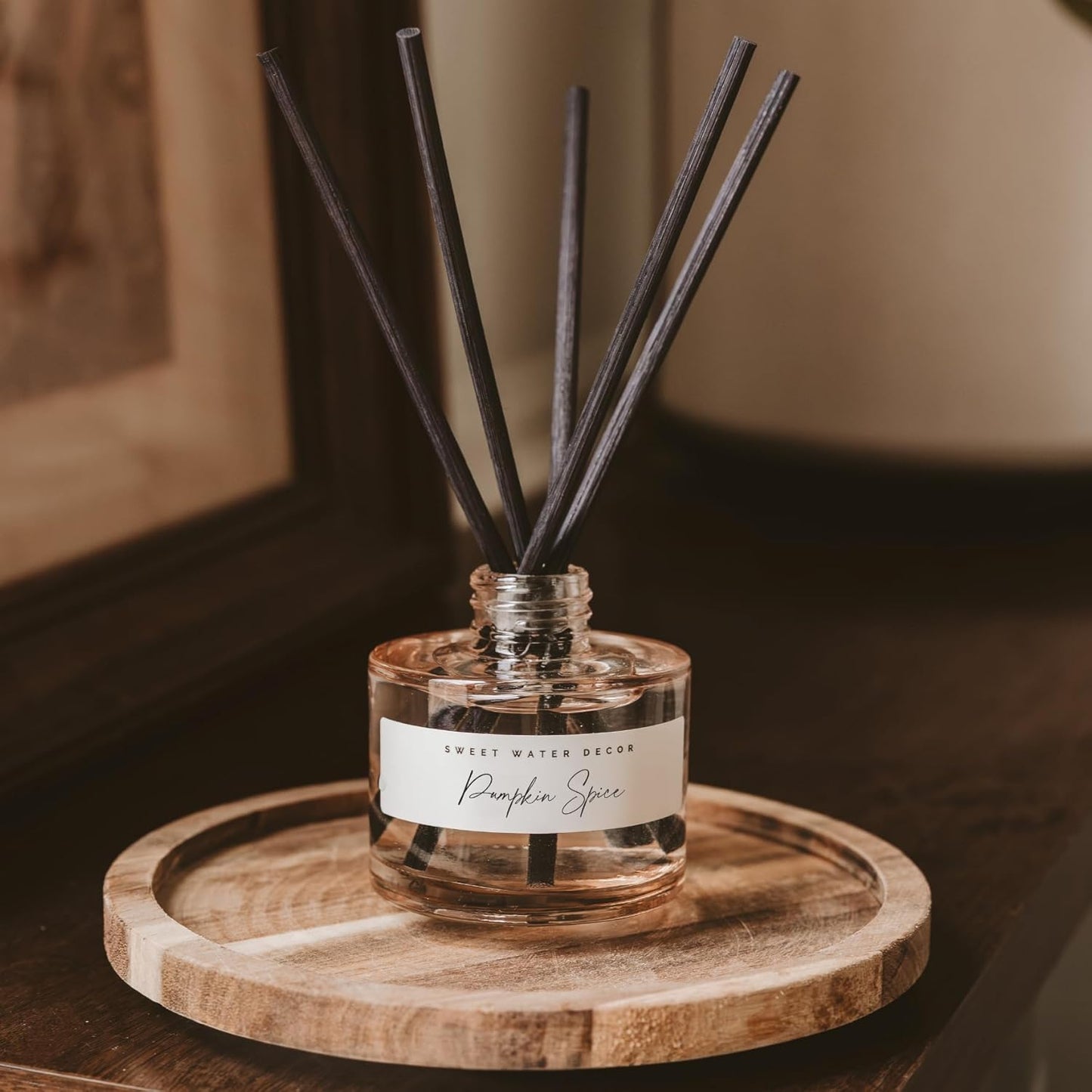 Sweet Water Decor Pumpkin Spice Reed Diffuser, Autumn Scented Premium Fragrance, Long-Lasting Air-Freshener for Home, Bathroom & Bedroom, Cozy Fall Gift for Women, Non-Toxic Oil, Lasts 4+ Months