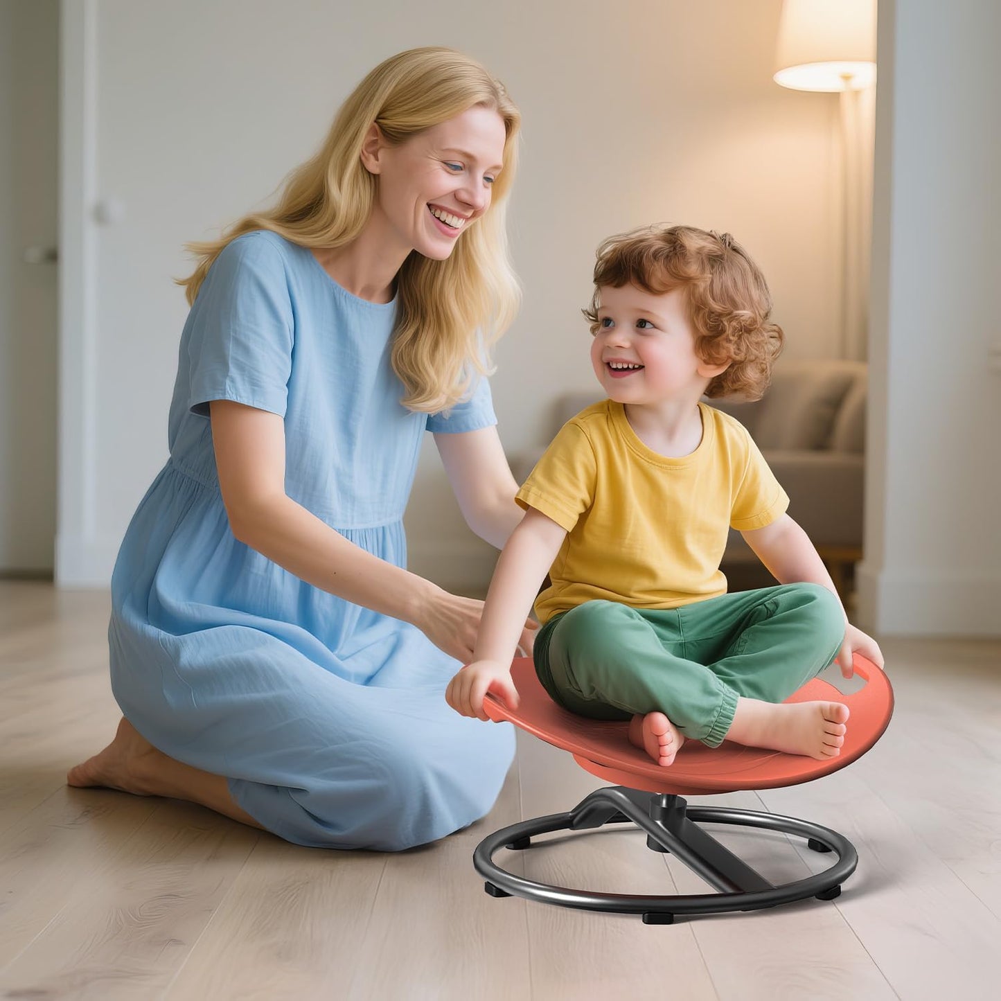 Spinning Chair for Autistic Kids - Sensory Spinning Chair for Autistic Children with Safety Handle & Non-Slip Design, Sensory Swivel Chairs for Kids 3-8 Years(Orange)